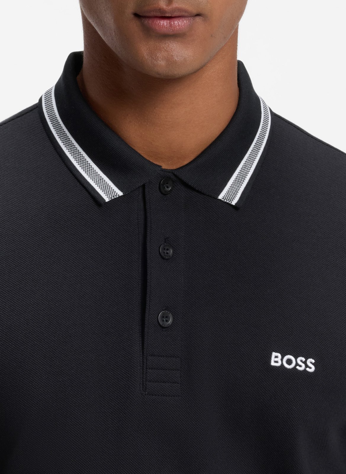 Polo manches longues en coton BOSS Bleu