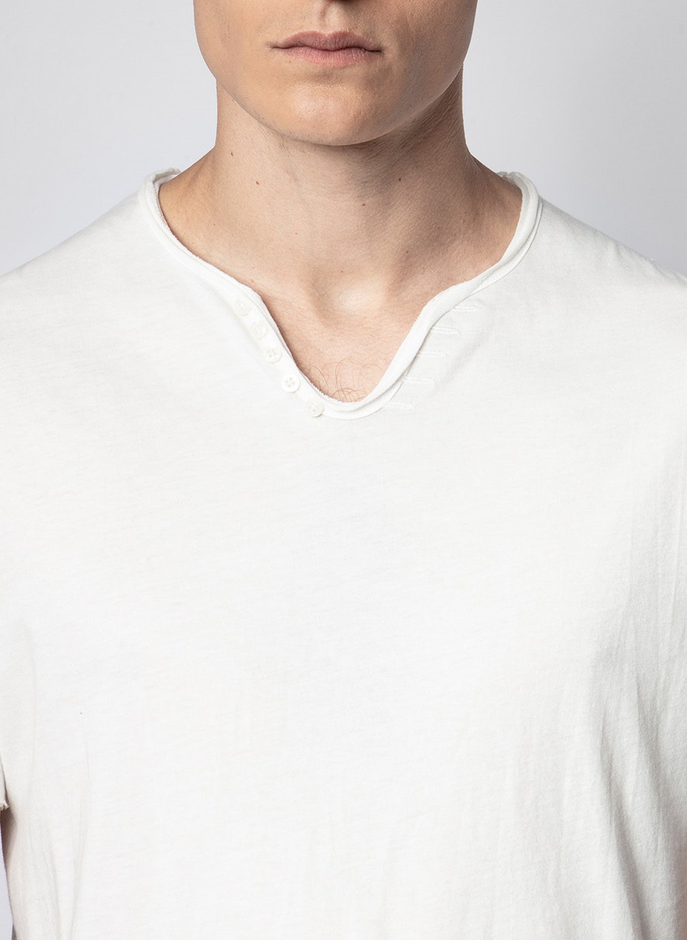 Tee-shirt col tunisien regular-fit en coton monastir ZADIG&VOLTAIRE Blanc