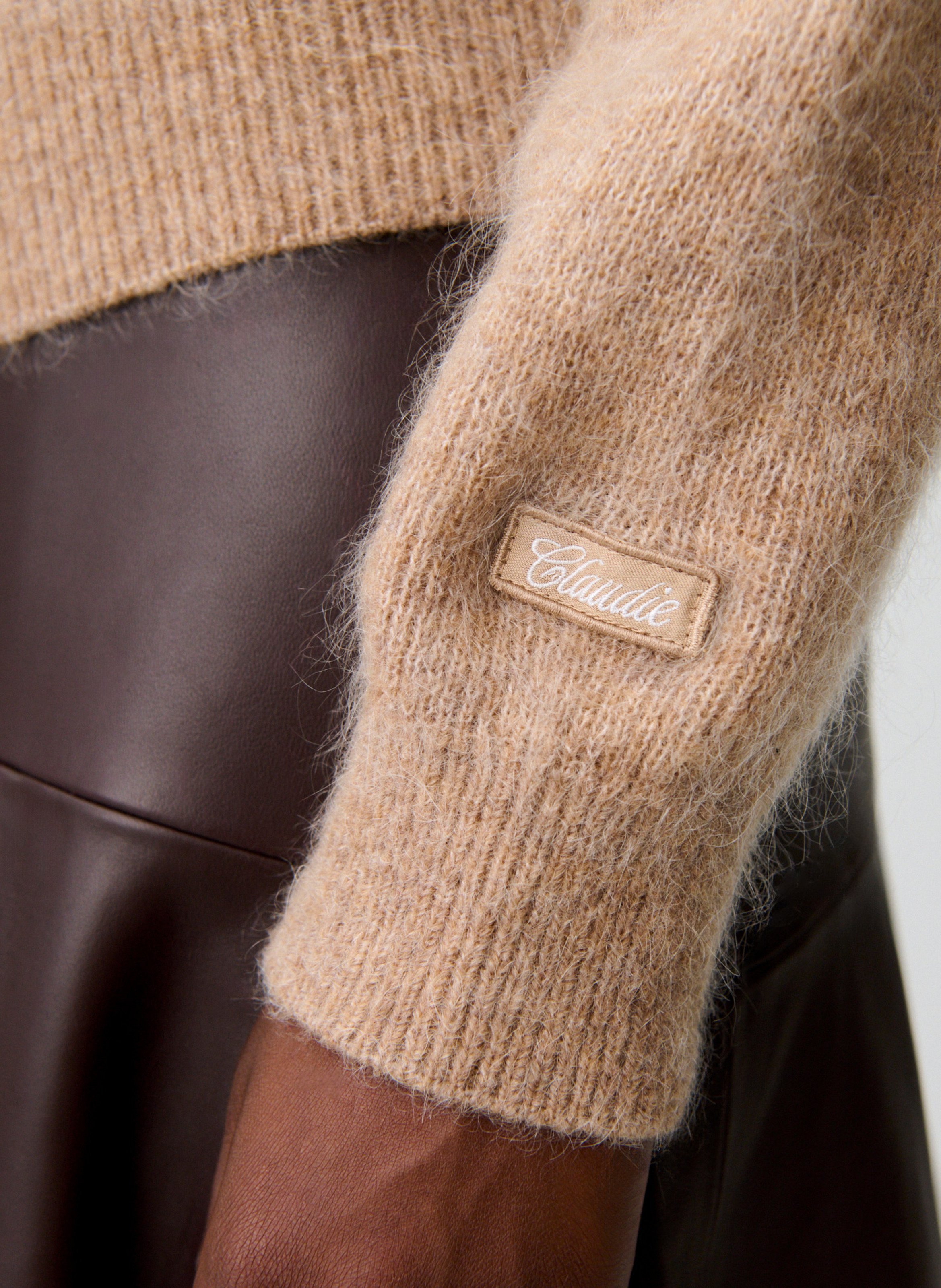 Cardigan zippé en laine mélangée CLAUDIE PIERLOT Beige