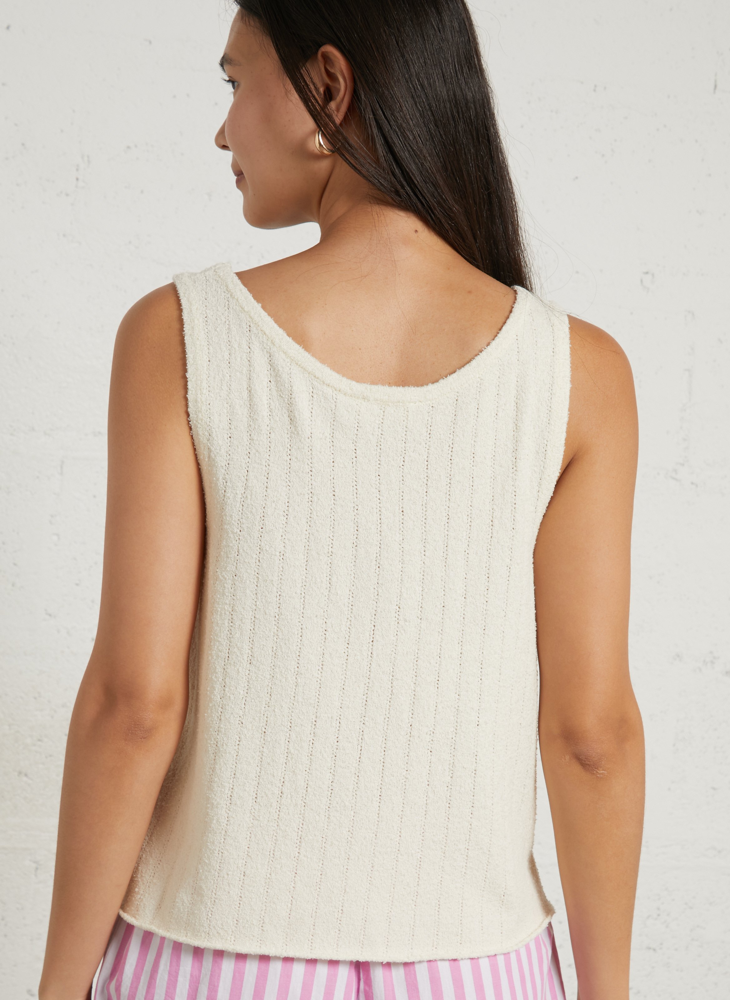 Débardeur droit en maille fantaisie nagoo AMERICAN VINTAGE Blanc