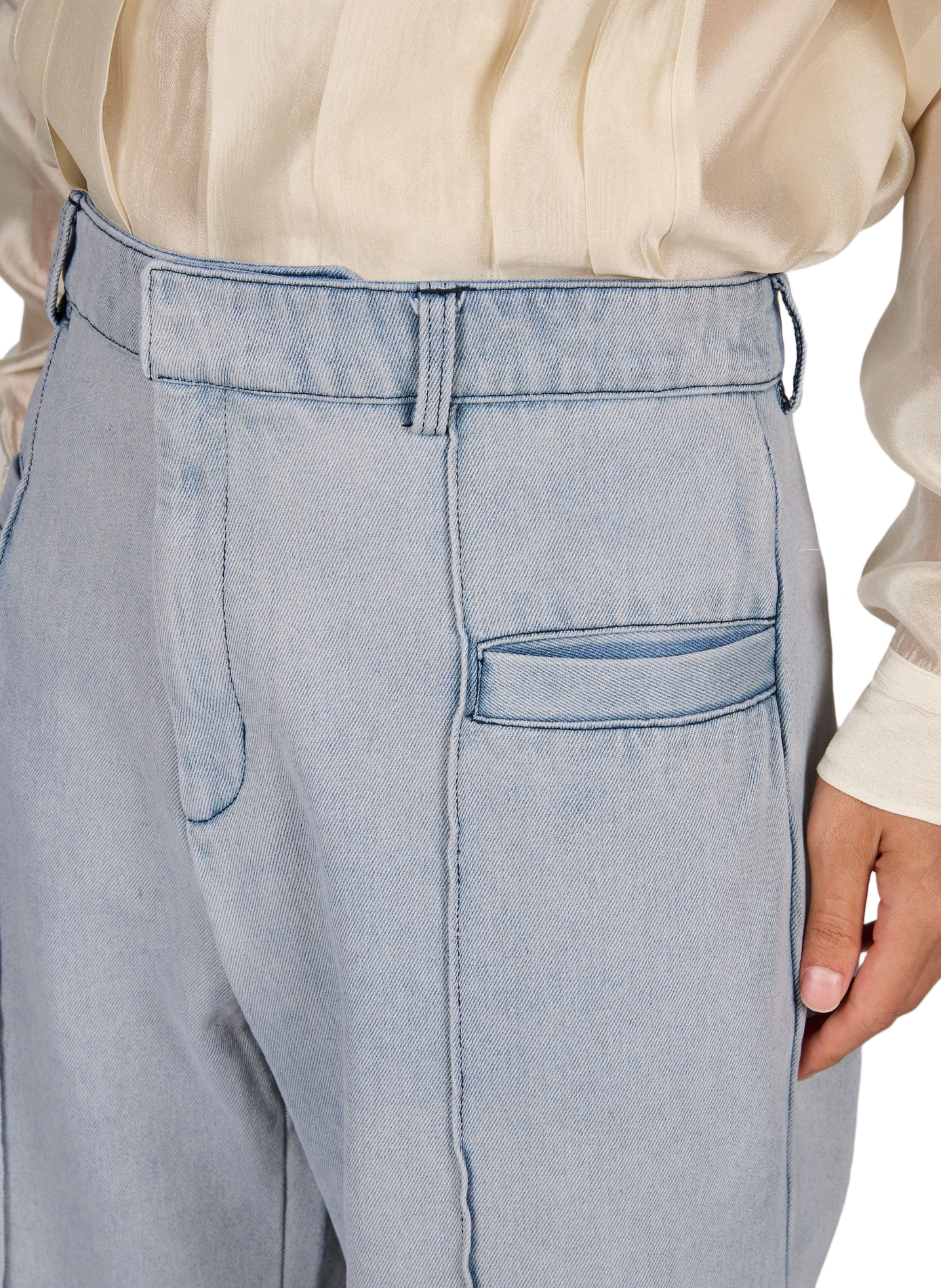 Jean large Decisiones en denim de coton CAMPILLO Bleu