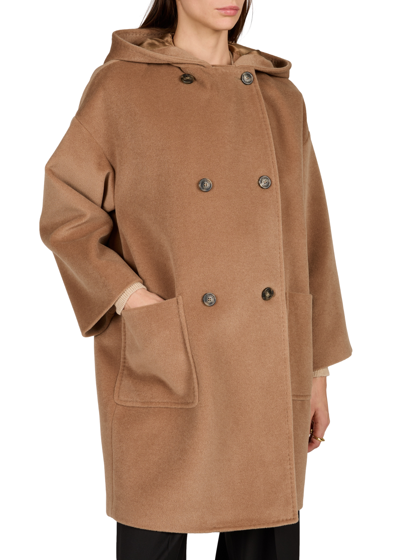 Manteau mi-long boutonné en laine mélangée MAX MARA WEEK END Marron