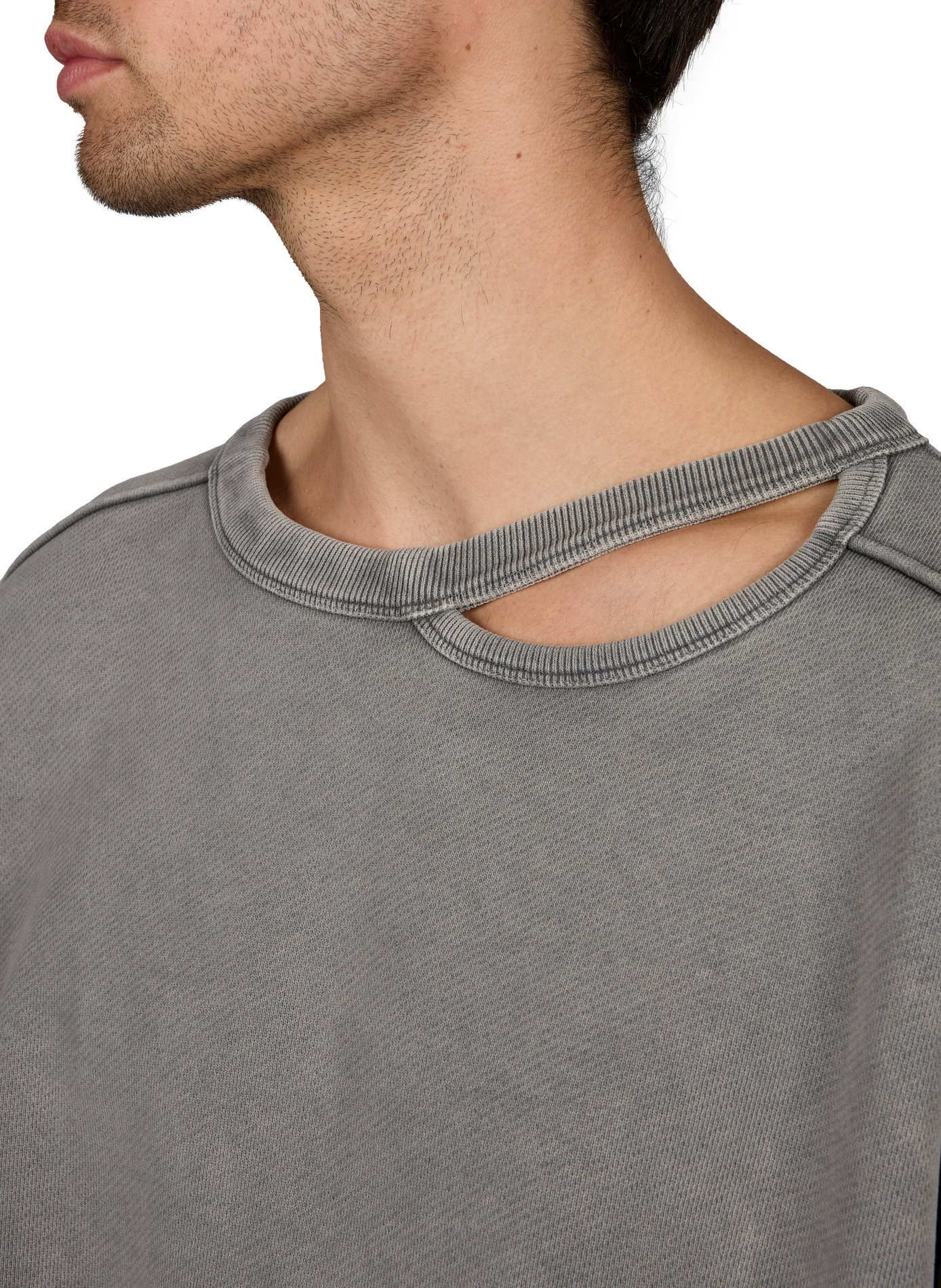 Weiter einfarbiges Sweatshirt mit Rundhalsausschnitt aus Baumwolle LOUIS GABRIEL NOUCHI Grau