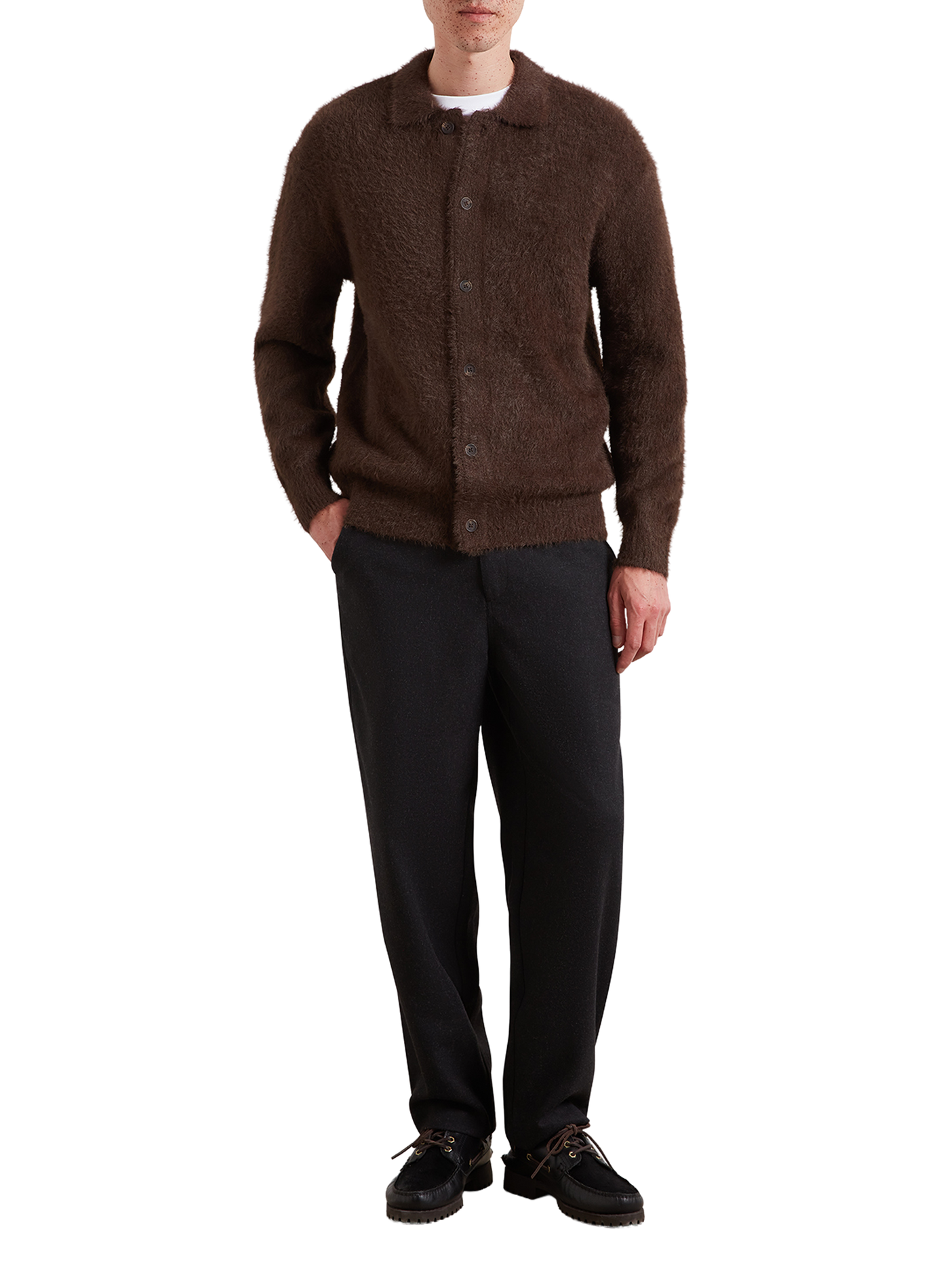 Cardigan droit à manches longues FARAH Marron