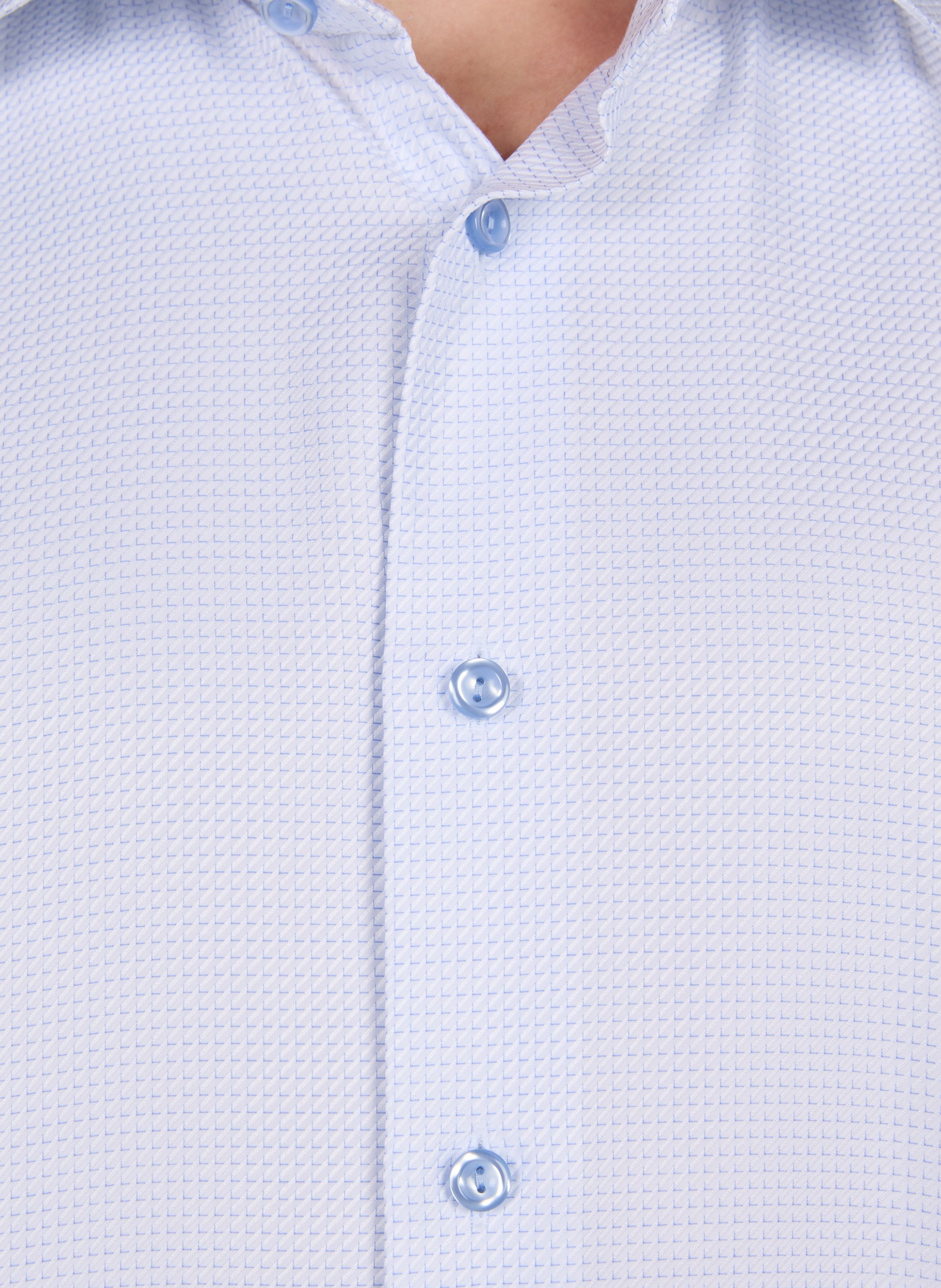 Straight-cut cotton shirt with a classic collar and pattern ETON Blue