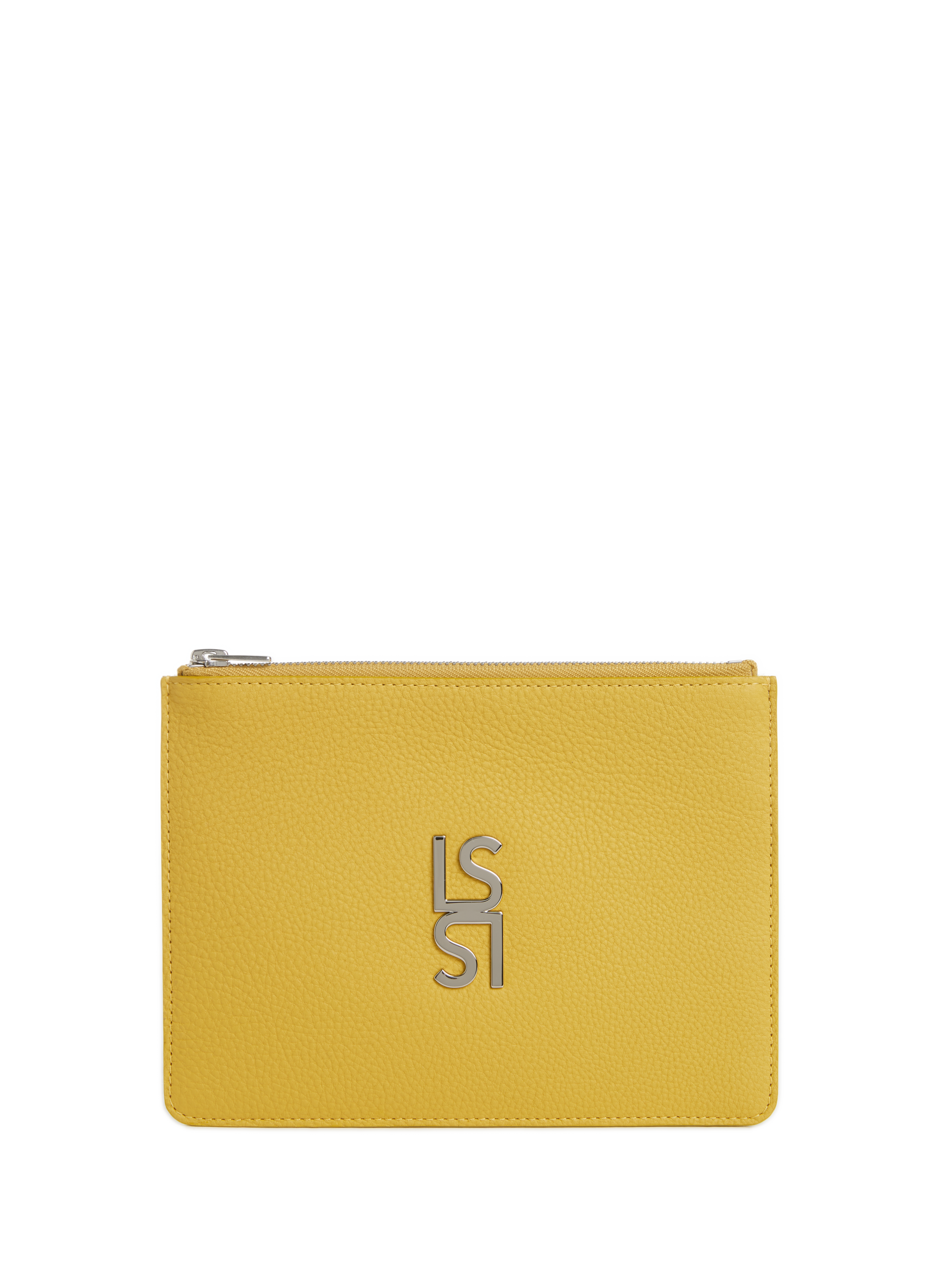 LA SINGULIERE & LE SINGULIER Grained leather pouch Green