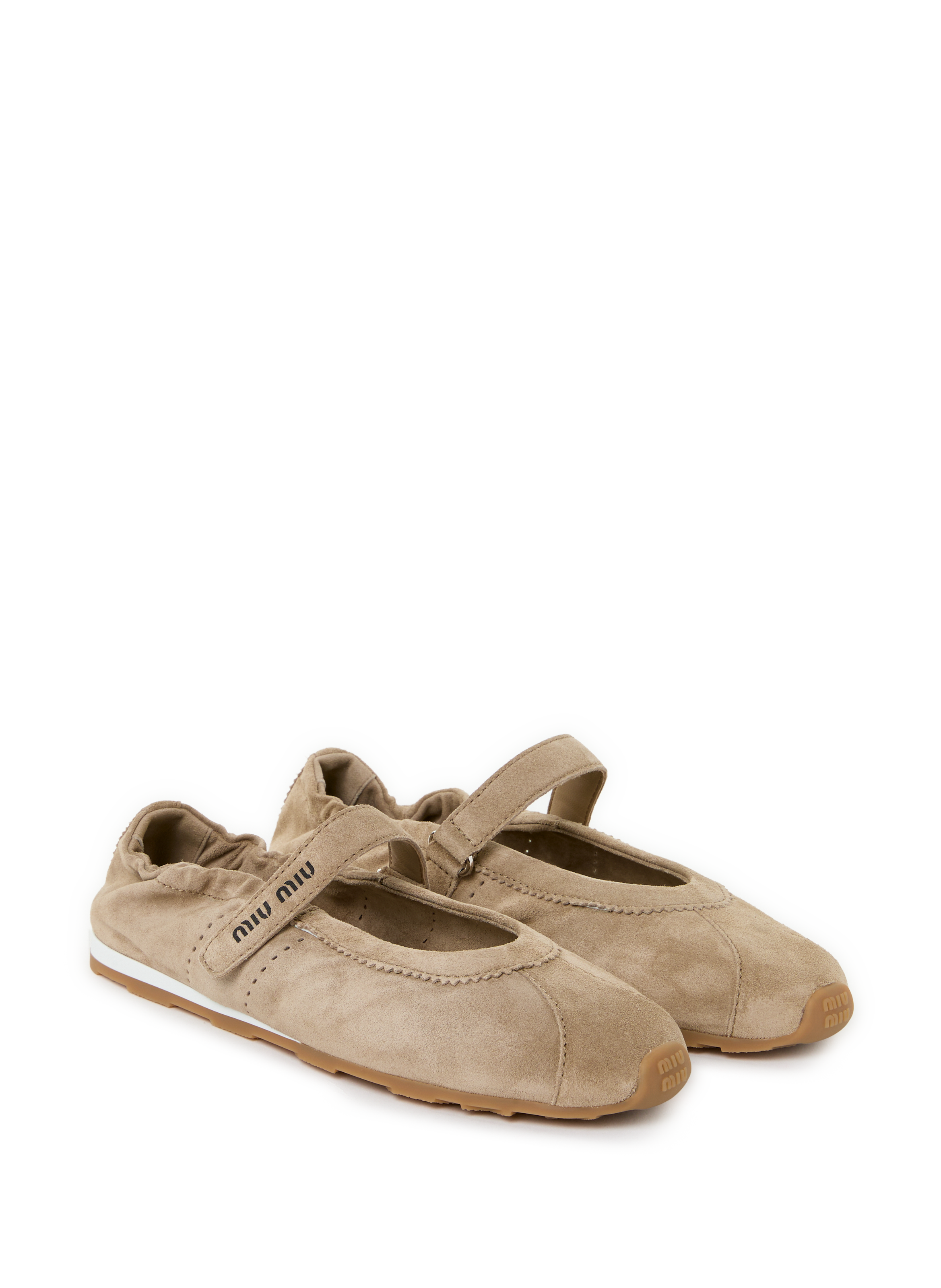 Ballerines en cuir de veau MIU MIU Beige