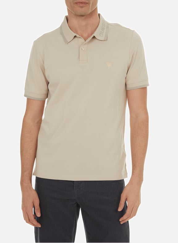 Polo en coton mélangé Beige by GUESS GUESS Polo en coton mélangé Beige
