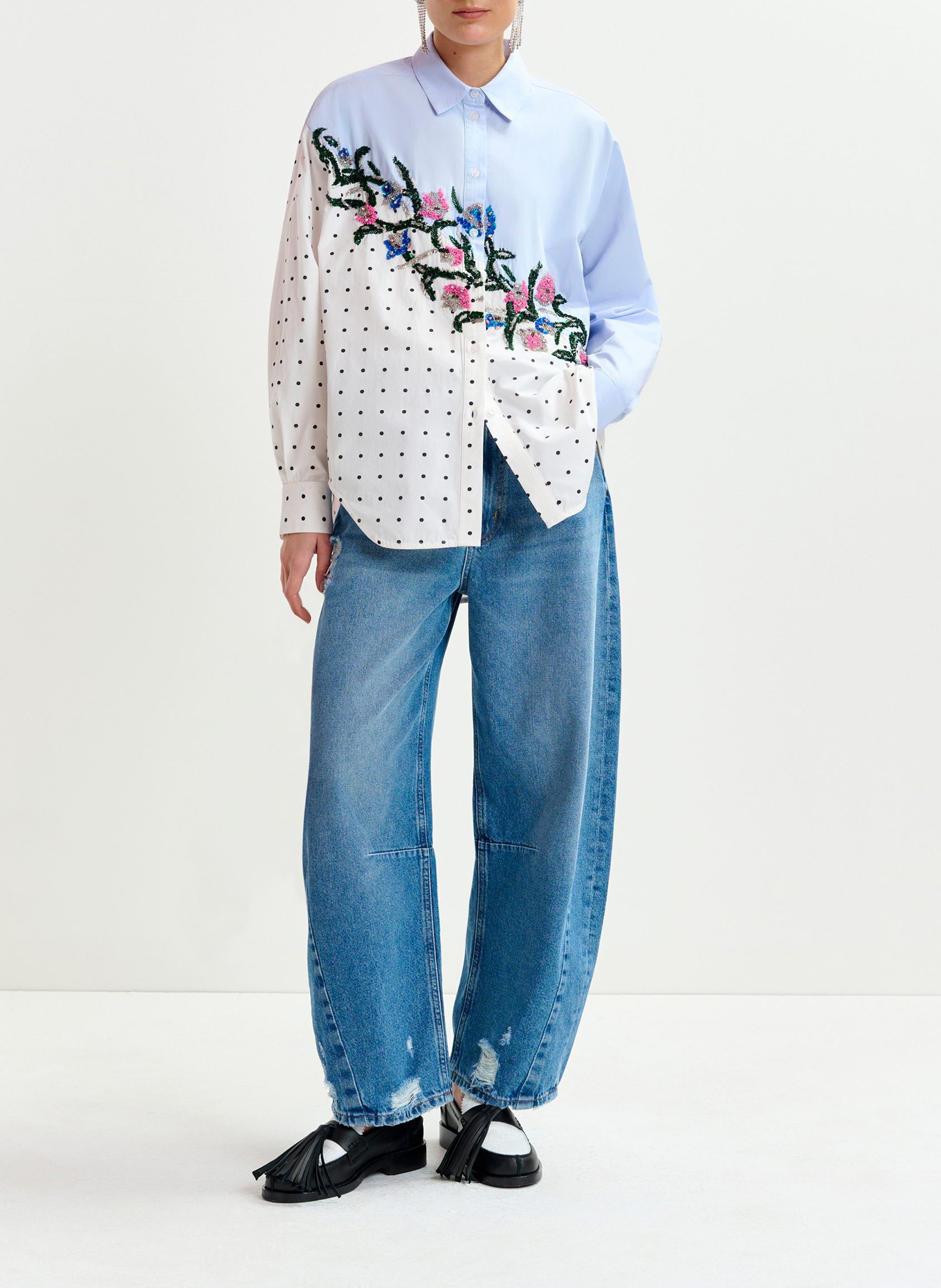 Chemise oversize fantaisie en coton Independence ESSENTIEL ANTWERP Bleu