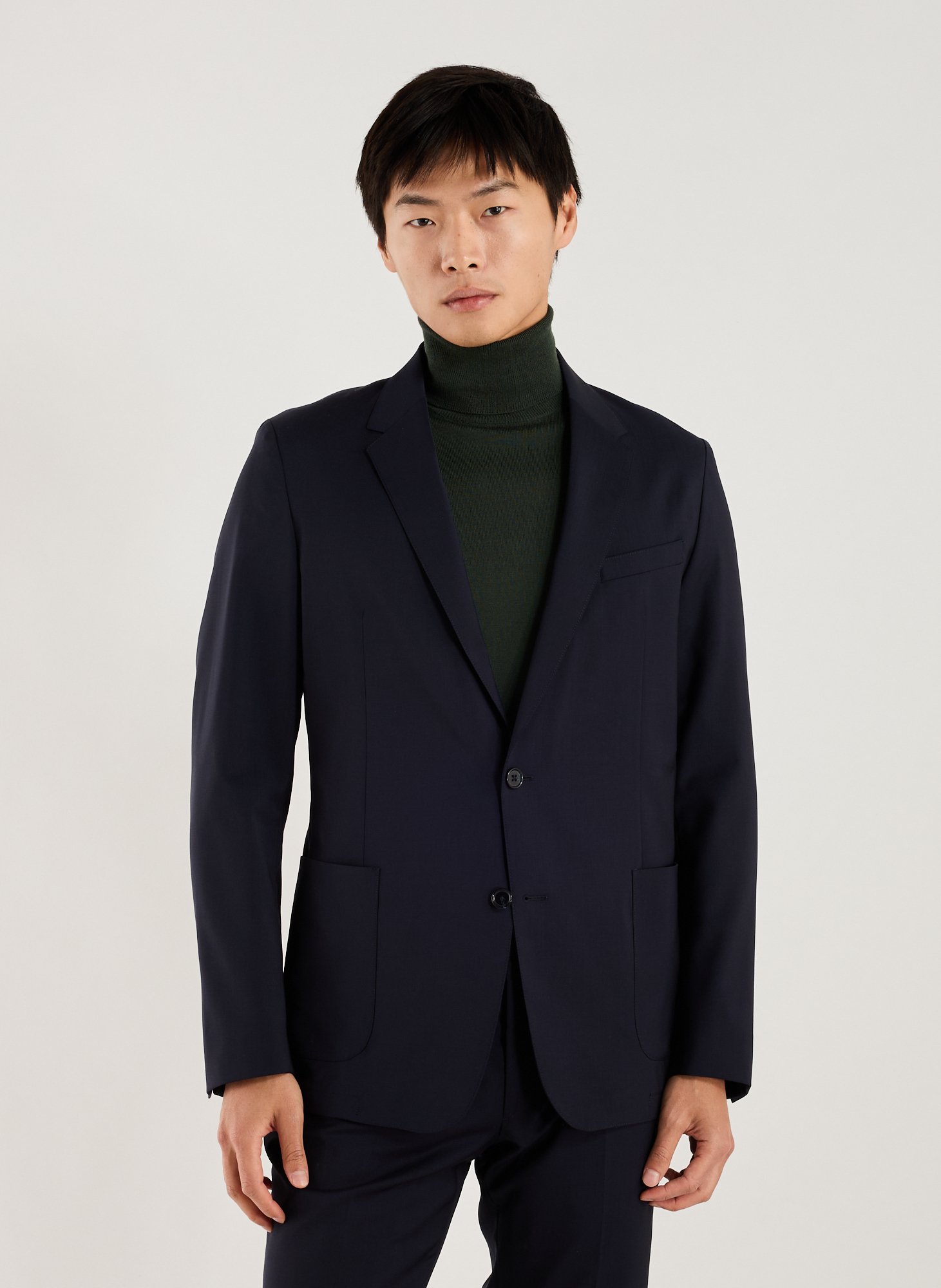 AU PRINTEMPS PARIS Veste de costume col tailleur en laine mélangée Bleu