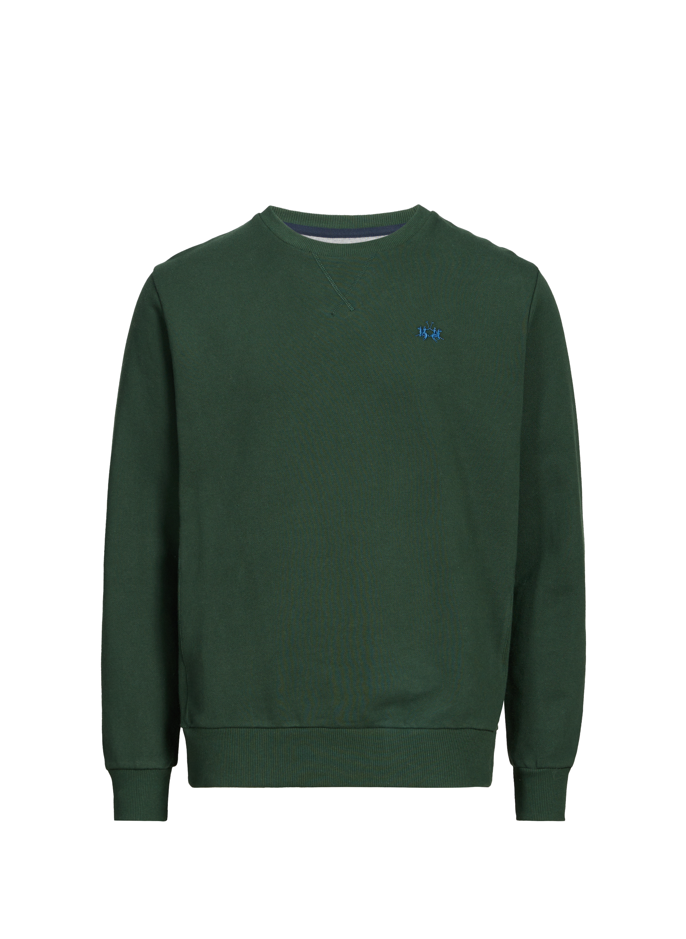 LA MARTINA Straight round neck cotton sweater Green