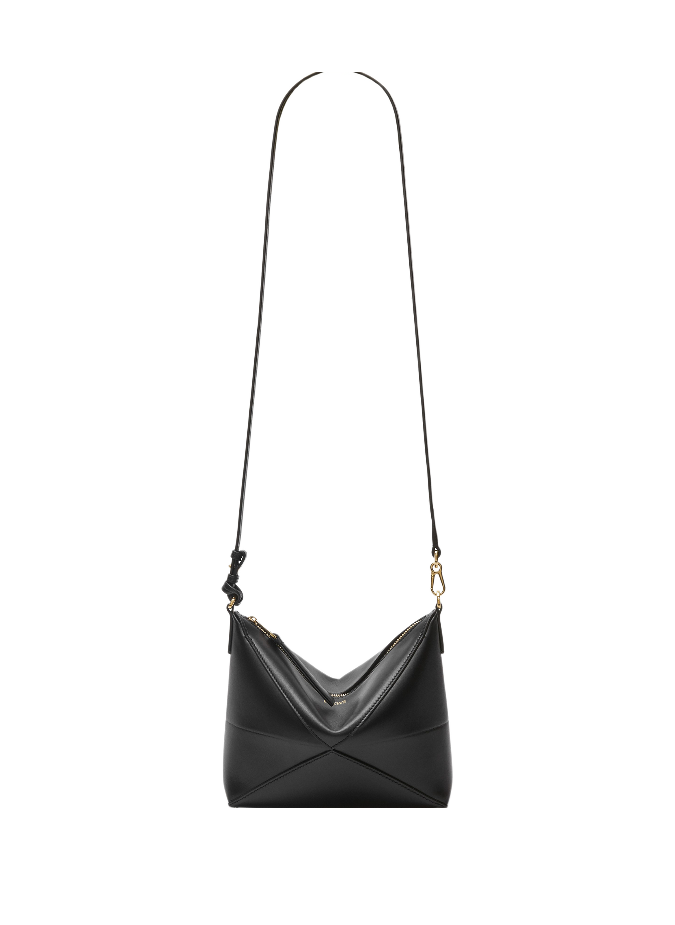 Puzzle Fold shiny nappa calf leather pouch LOEWE Black