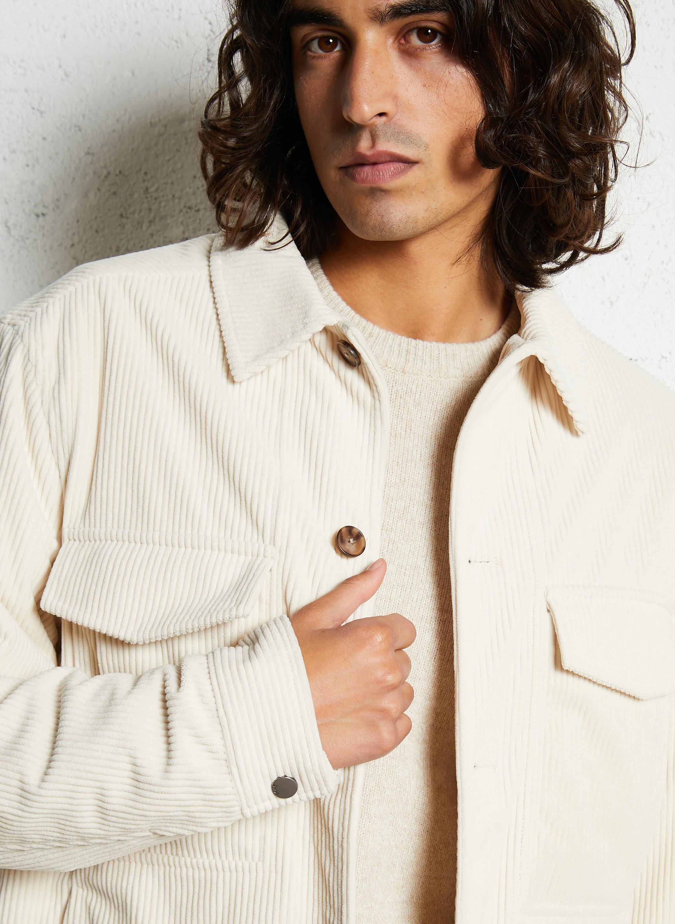 Veste col classique en velours côtelé IKKS Blanc