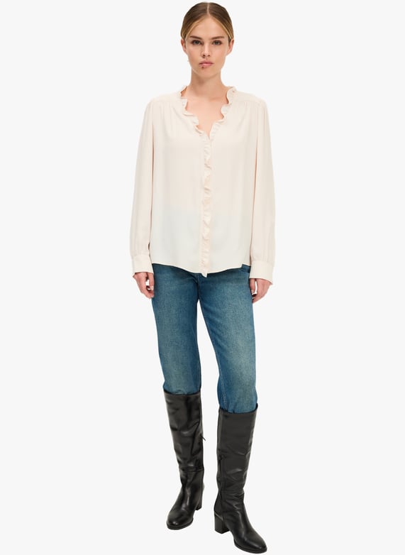 Chemise fluide à volants - celine | Beige by PABLO Chemise fluide à volants - celine Beige