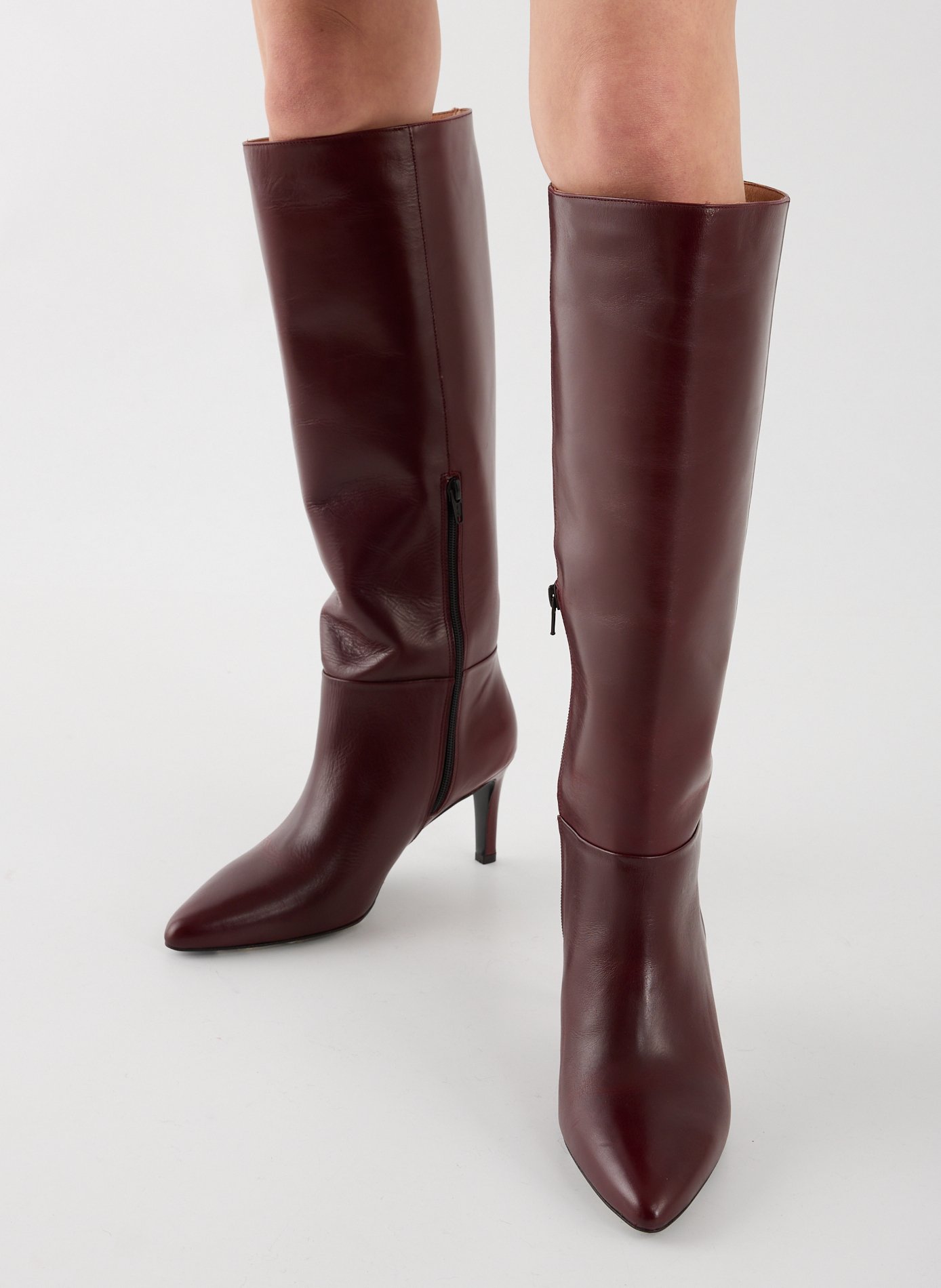 Stiletto heeled boots in mixed leather SAISON 1865 Red