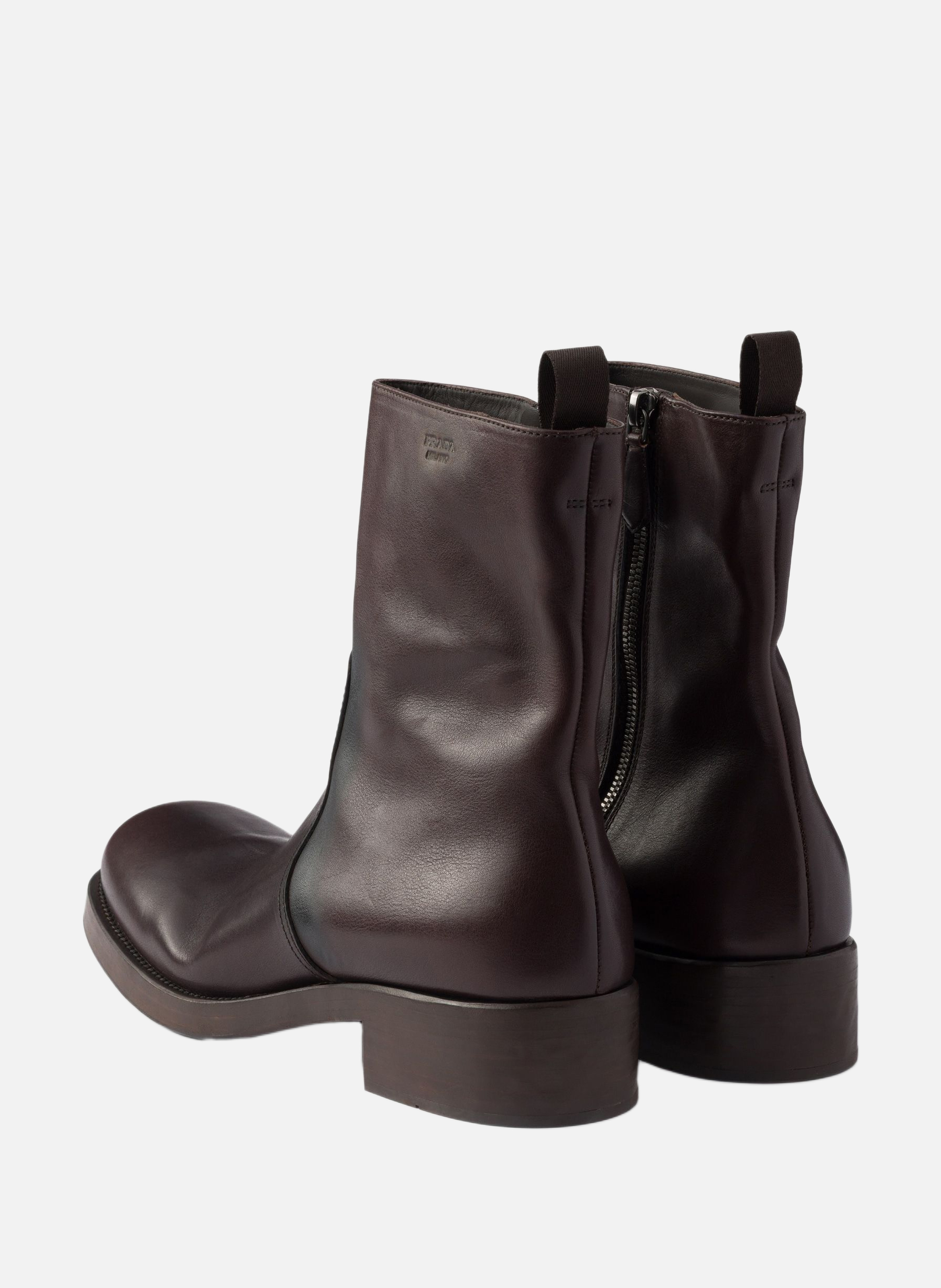 Bottes mi-mollet en cuir PRADA Marron