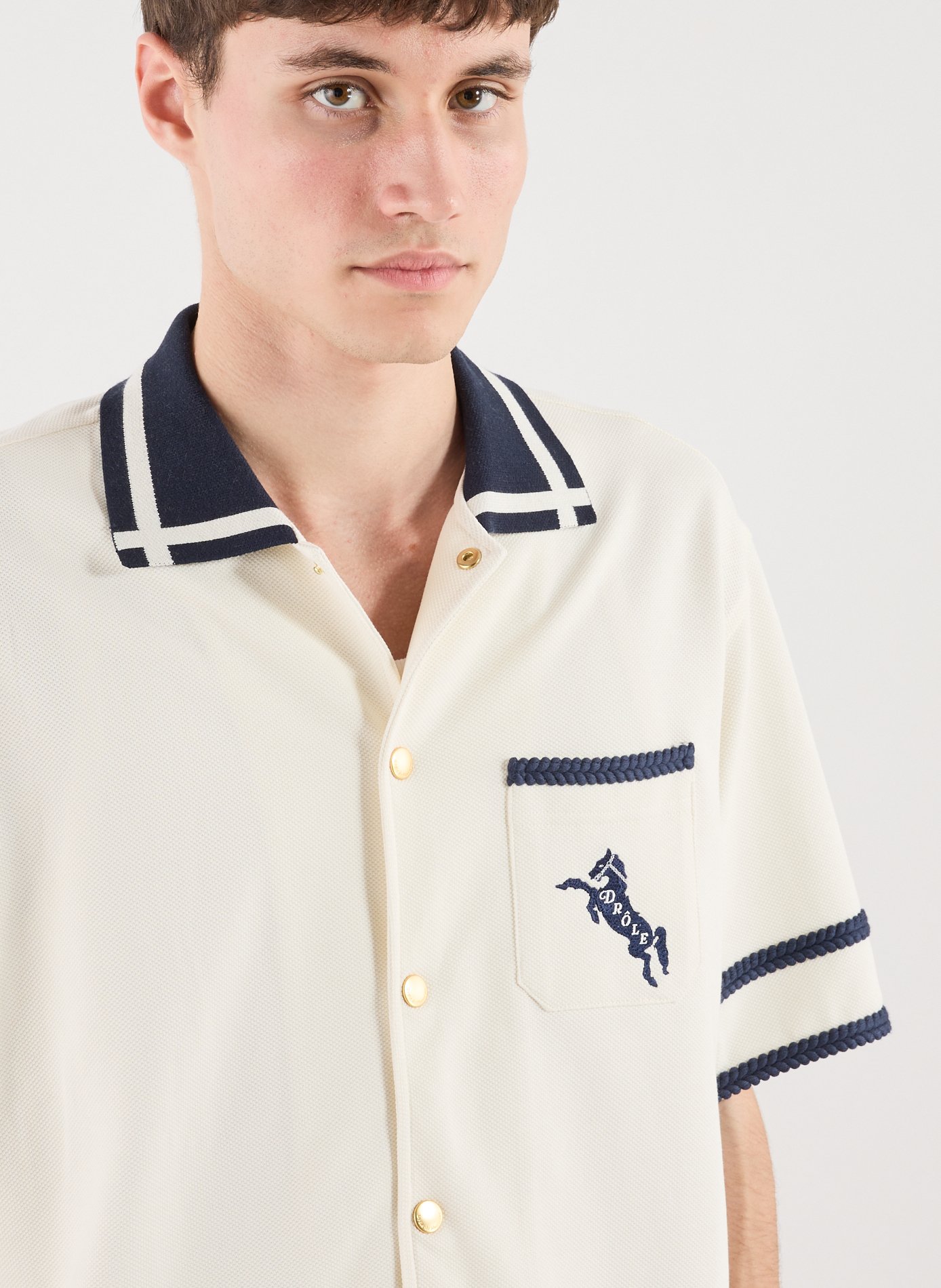 The Embroidered Horse Shirt DROLE DE MONSIEUR Beige