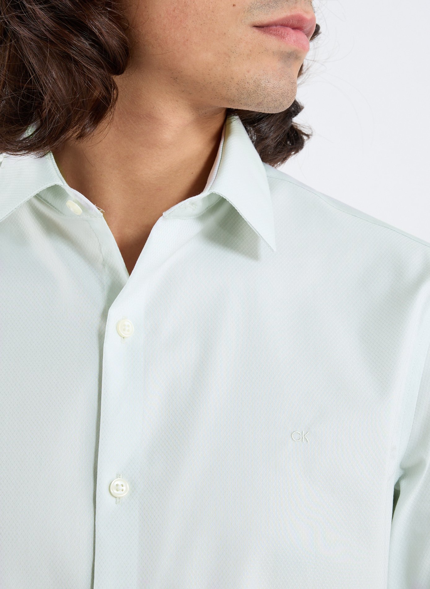 Chemise slim en coton mélangé CALVIN KLEIN Vert