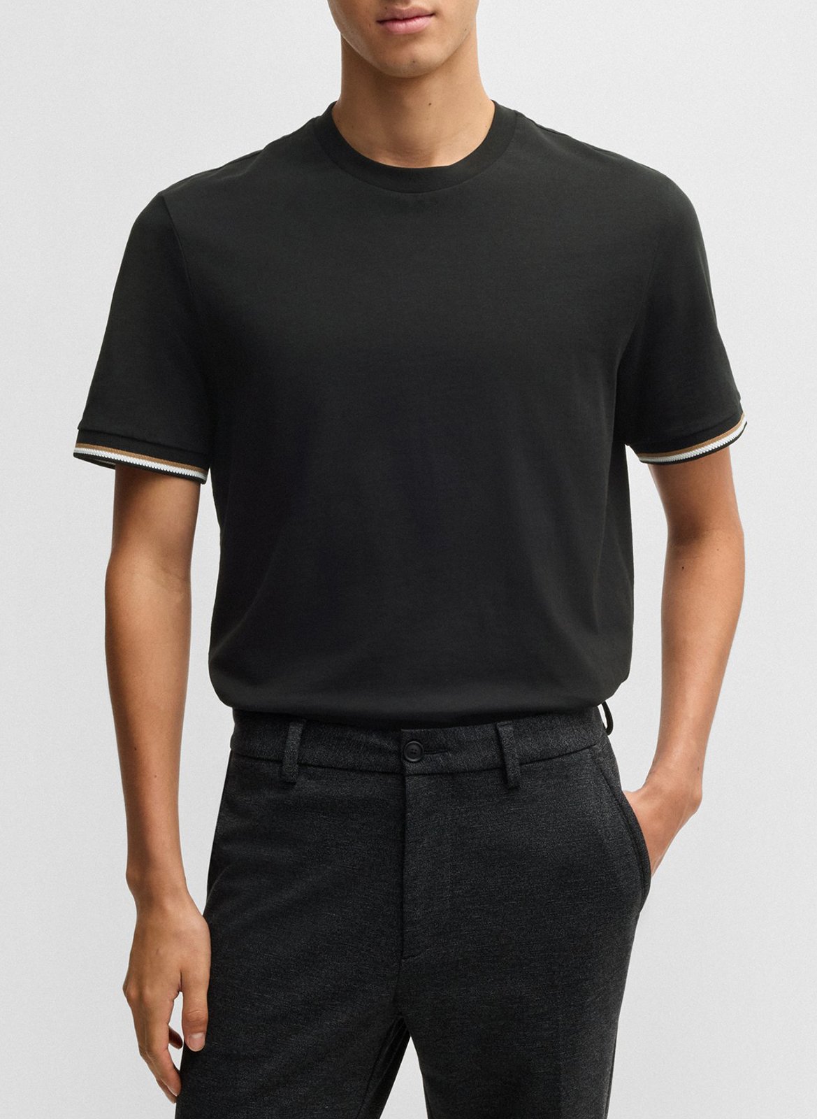 Tee-shirt col rond en coton BOSS Noir