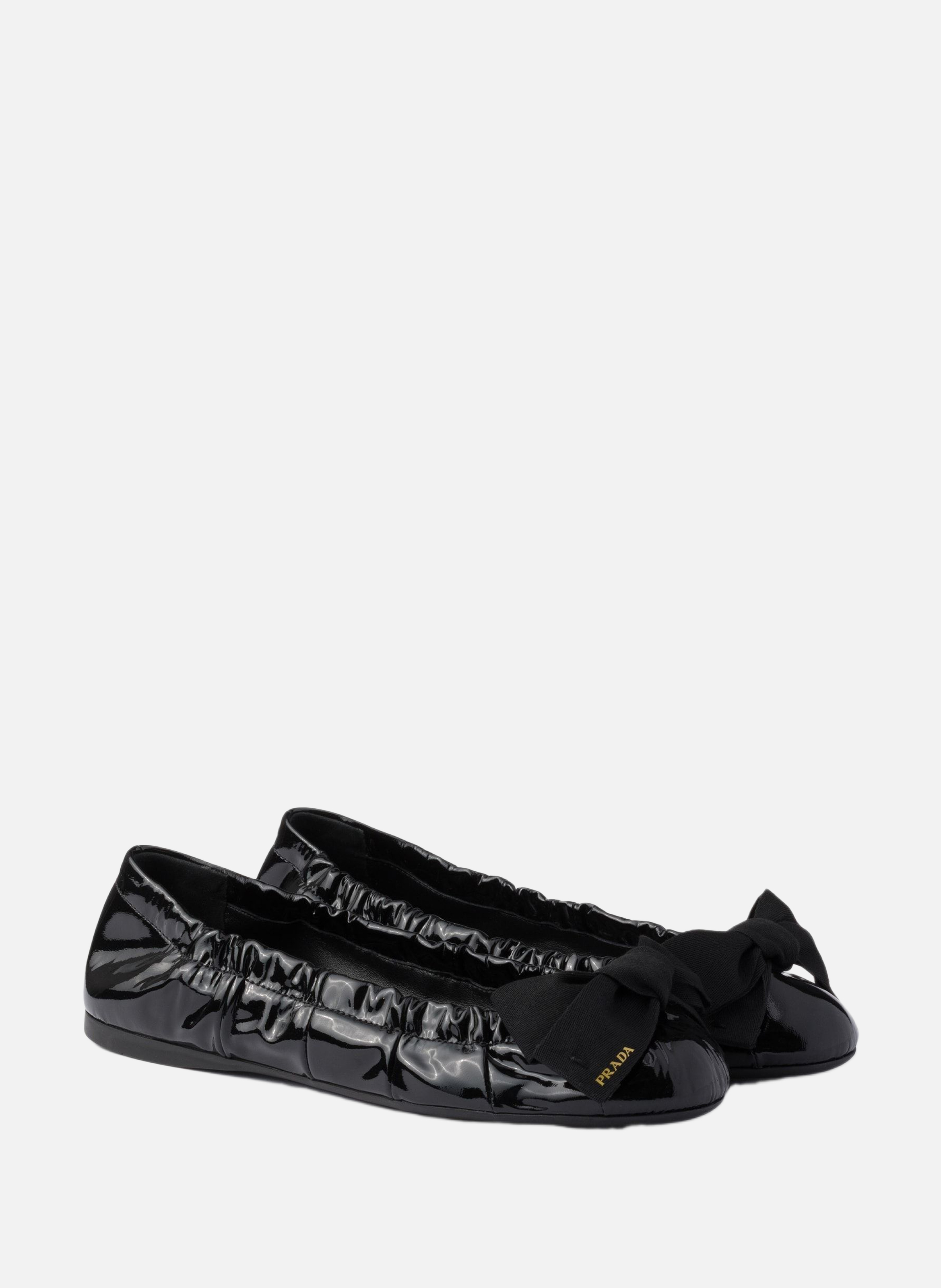 Ballerines en cuir verni avec nœud PRADA Noir
