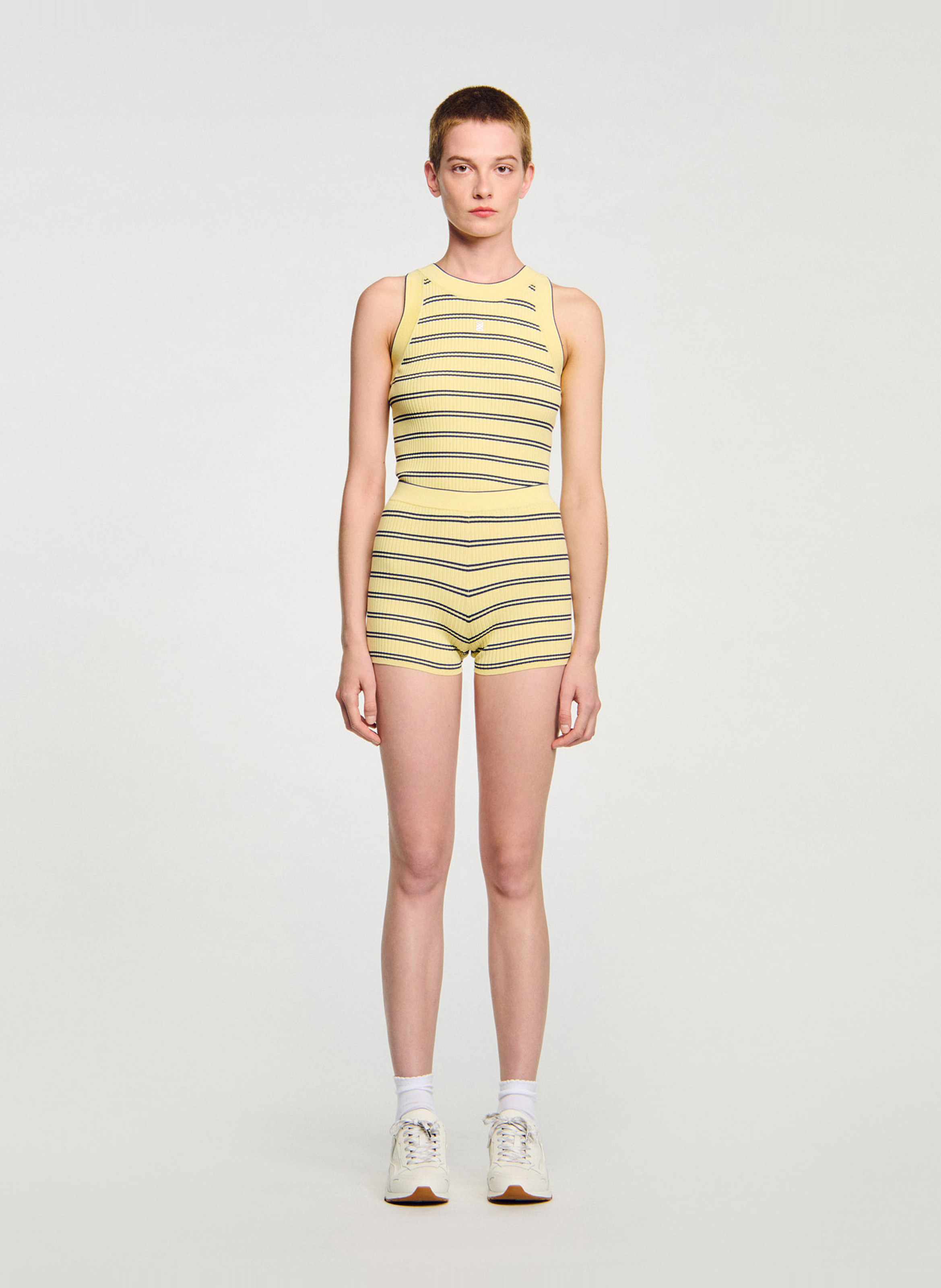 Short en maille rayé SANDRO Jaune