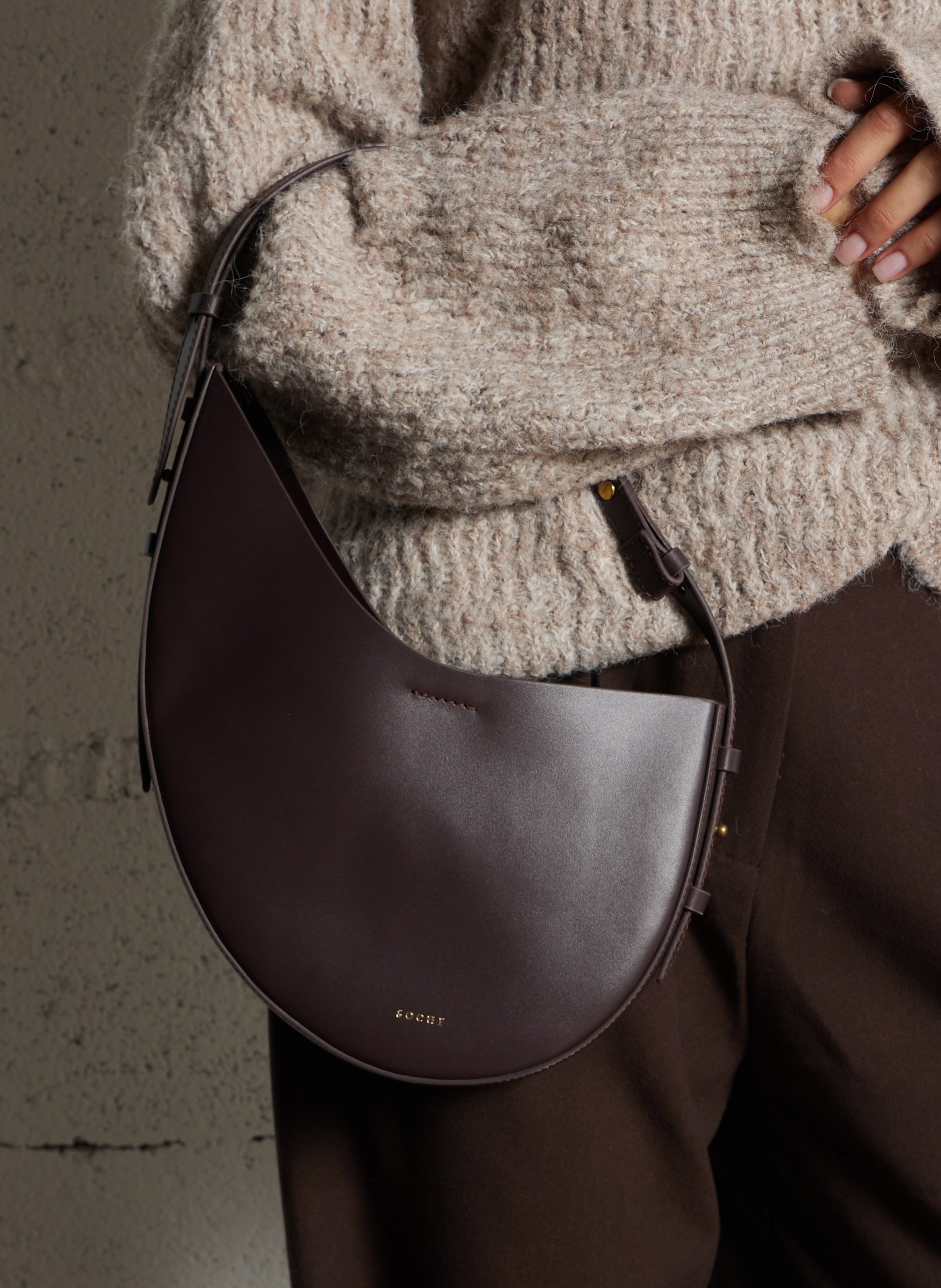 Sac porté épaule en cuir Wino SOEUR Rouge