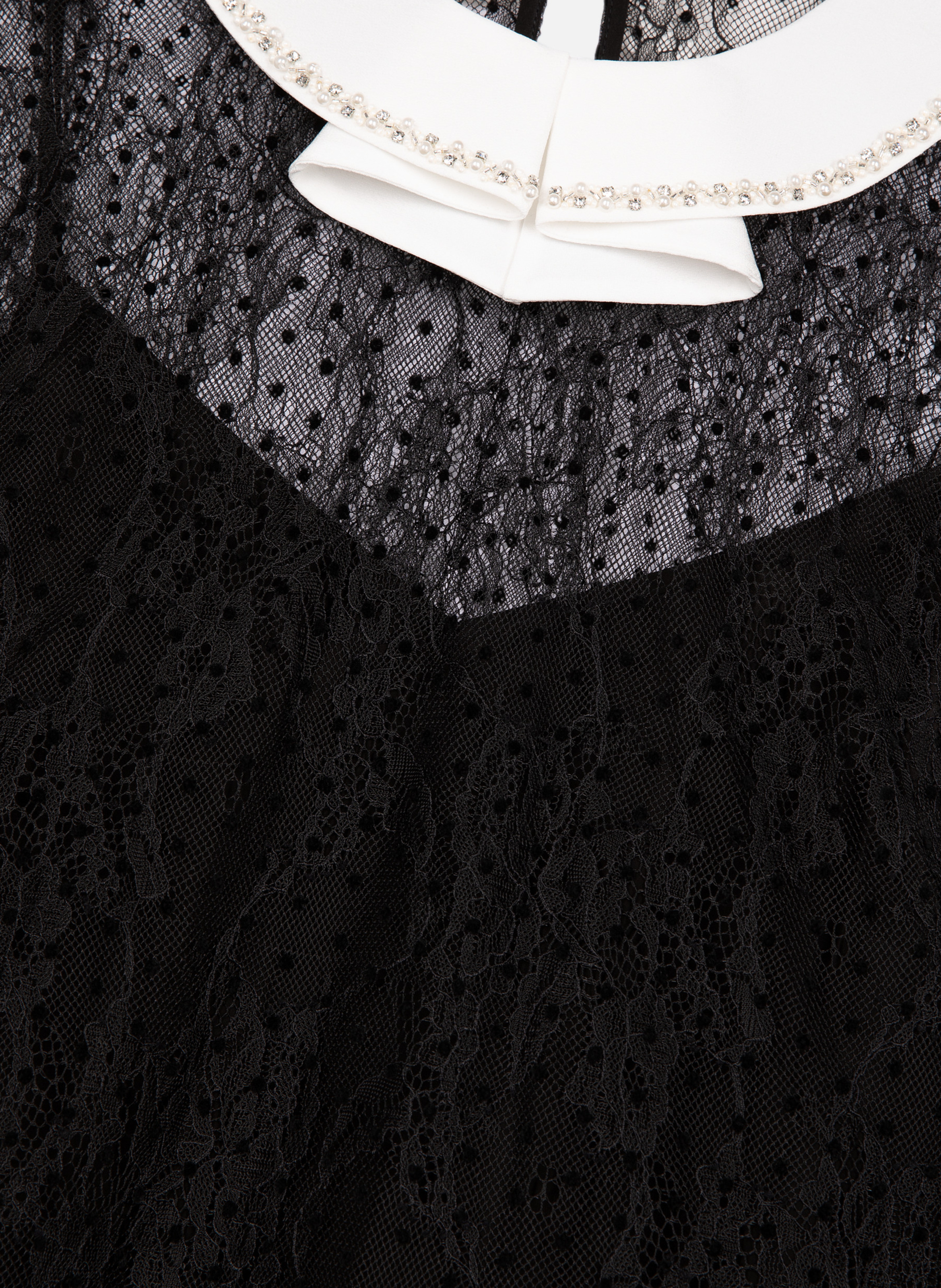 Top en dentelle plumetis avec strass THE KOOPLES Noir