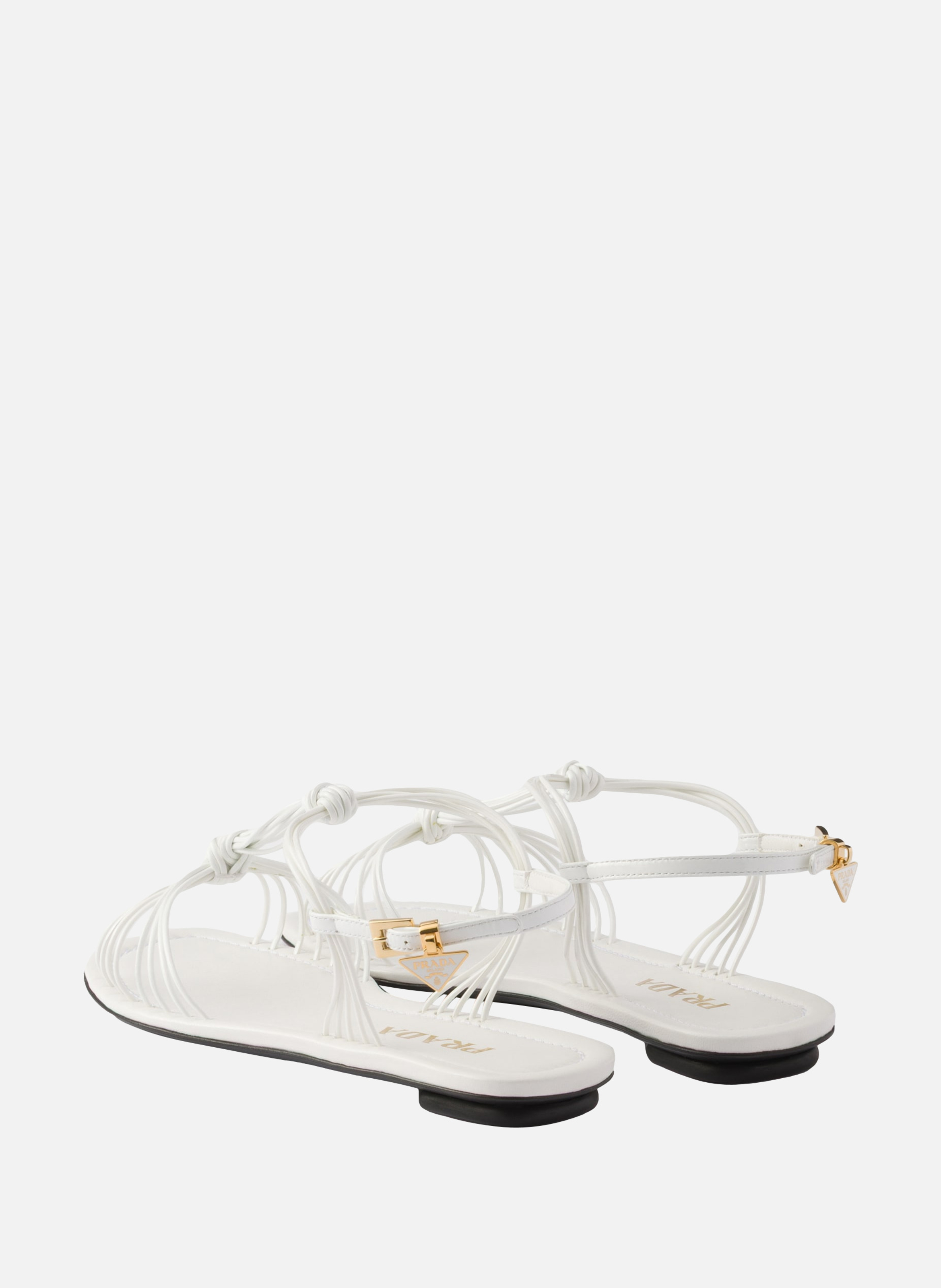 Sandales en cuir verni PRADA Blanc