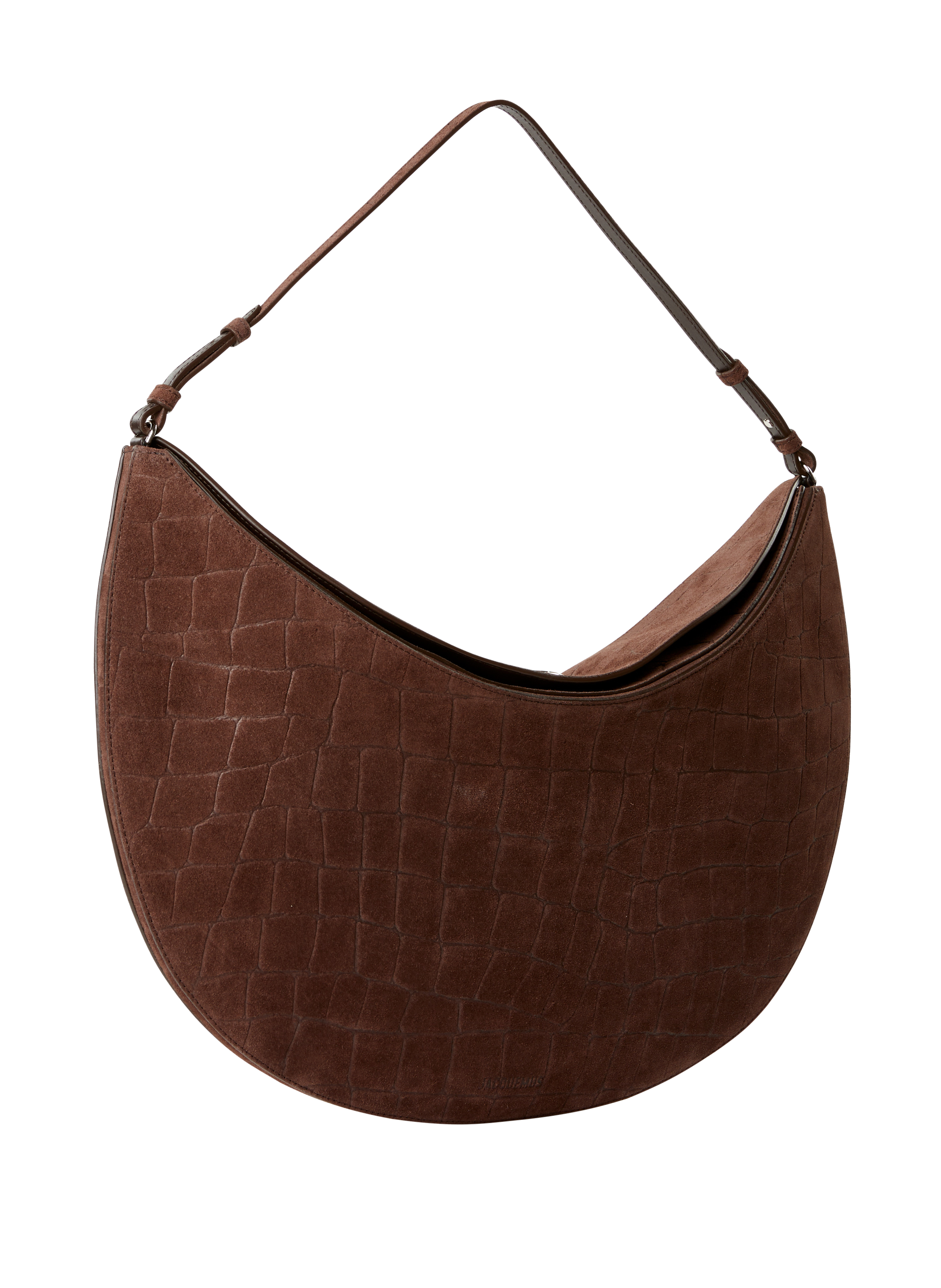 Sac Ovalo peau de crocodile en cuir suédé JACQUEMUS Marron