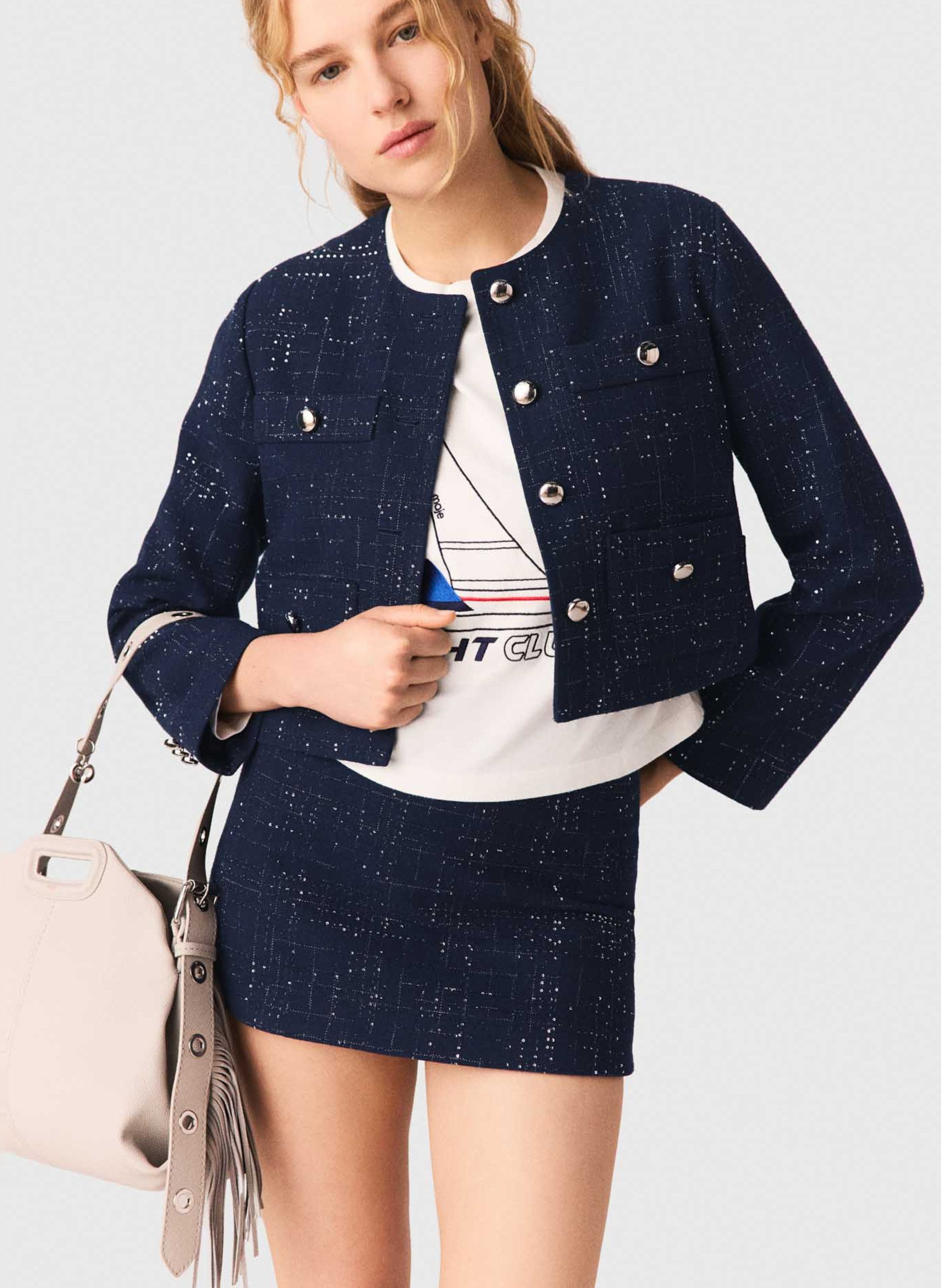 Veste col rond MAJE Bleu