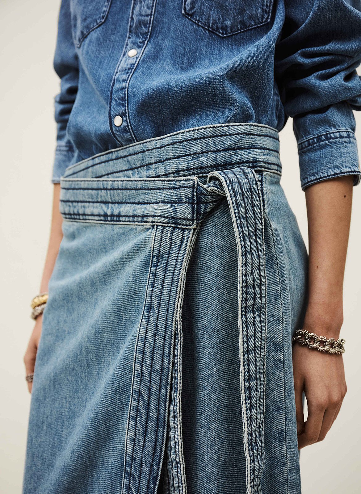 Jupe longue en coton timy BA&SH Bleu