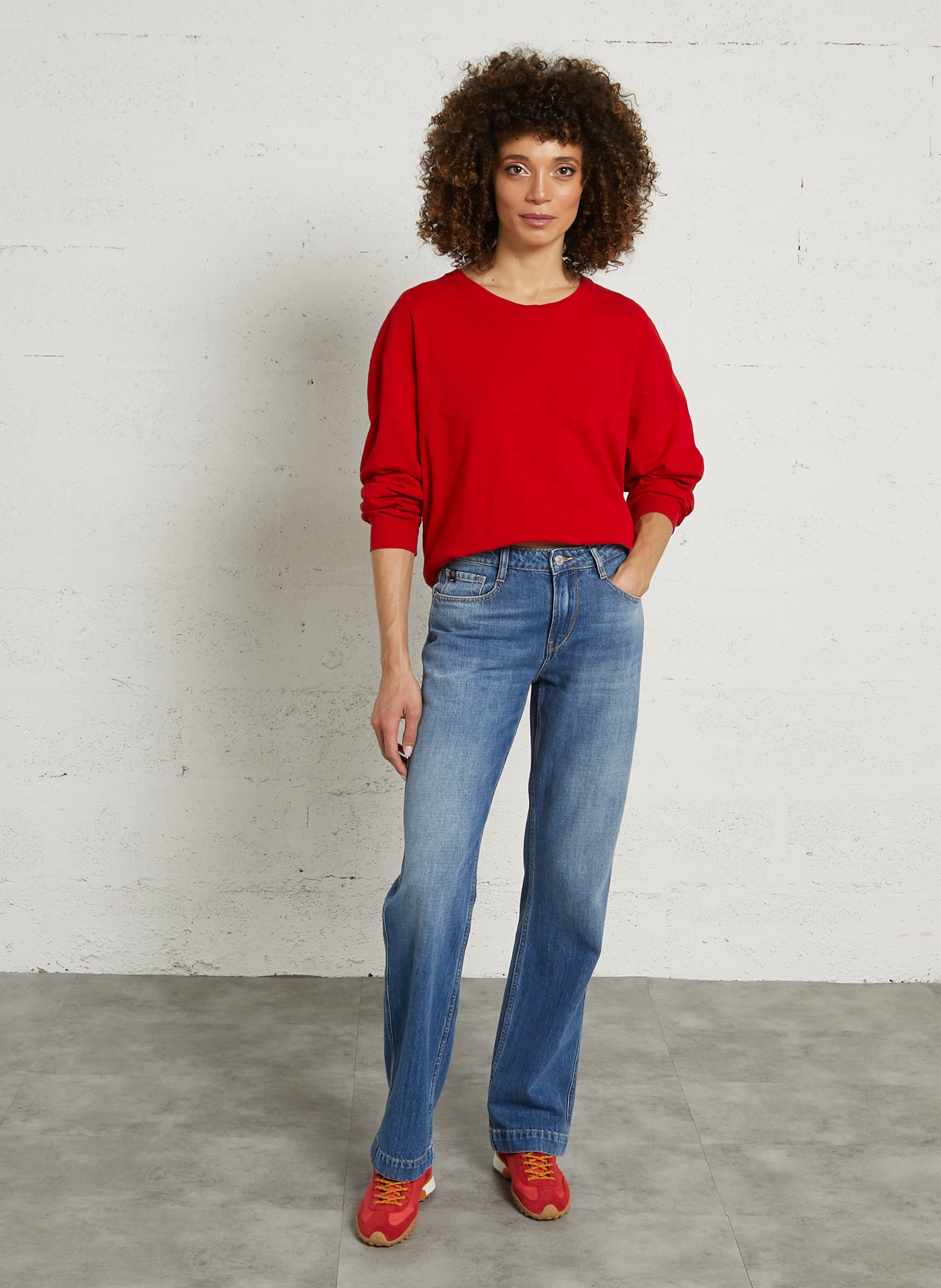 Tee-shirt droit col rond en coton sonoma AMERICAN VINTAGE Rouge