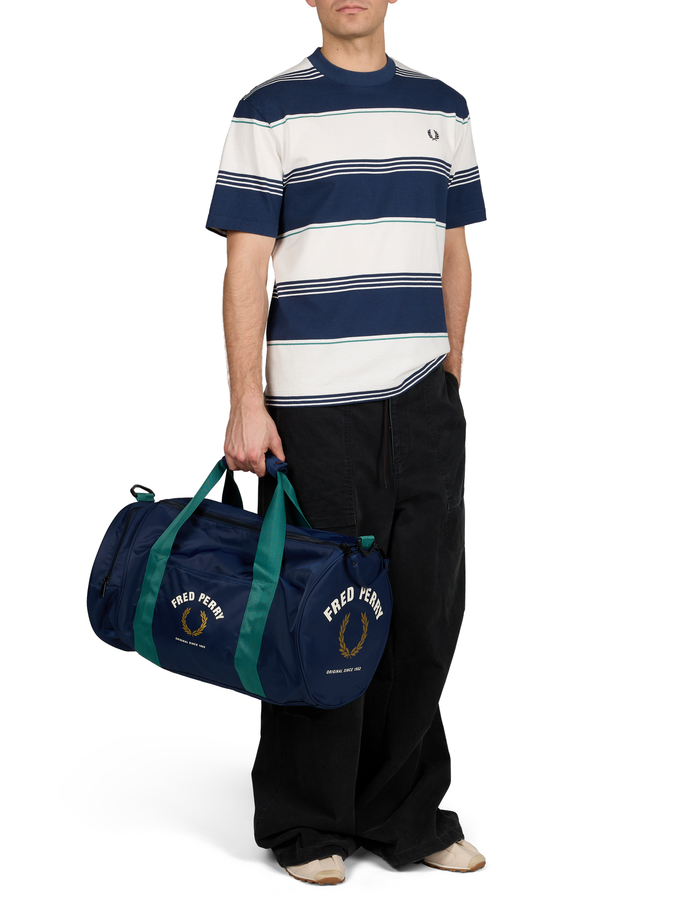 Striped logo cotton t-shirt FRED PERRY Green