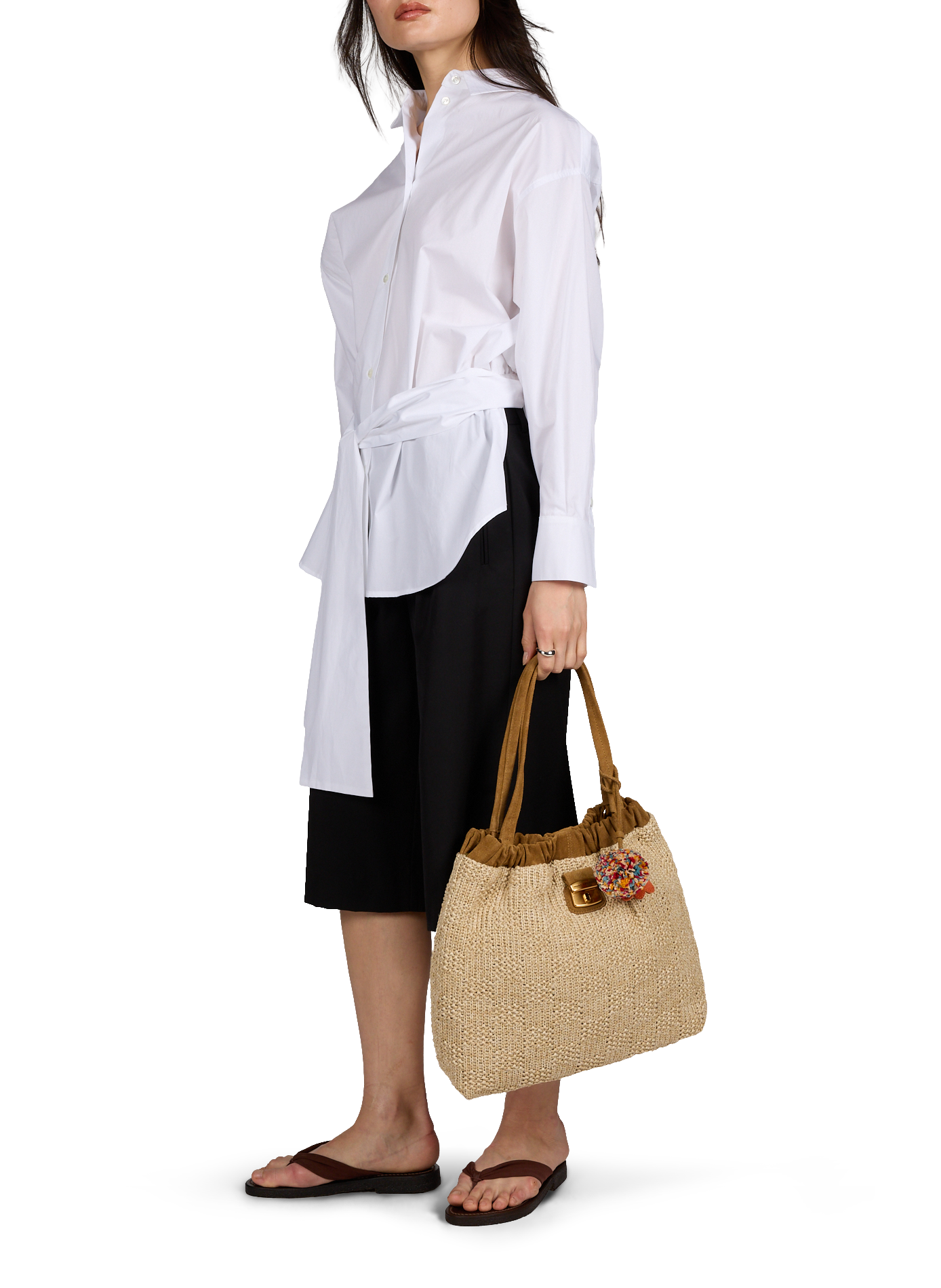 Raffia handbag with charms MARC JACOBS Beige