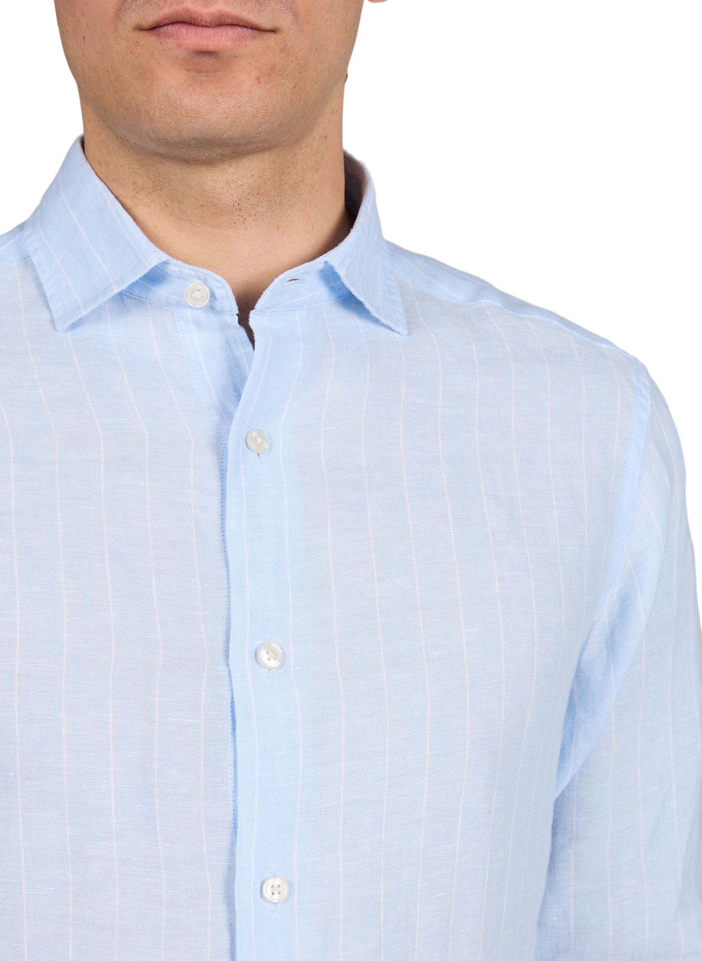 Chemise droite à rayures en lin GANT Bleu