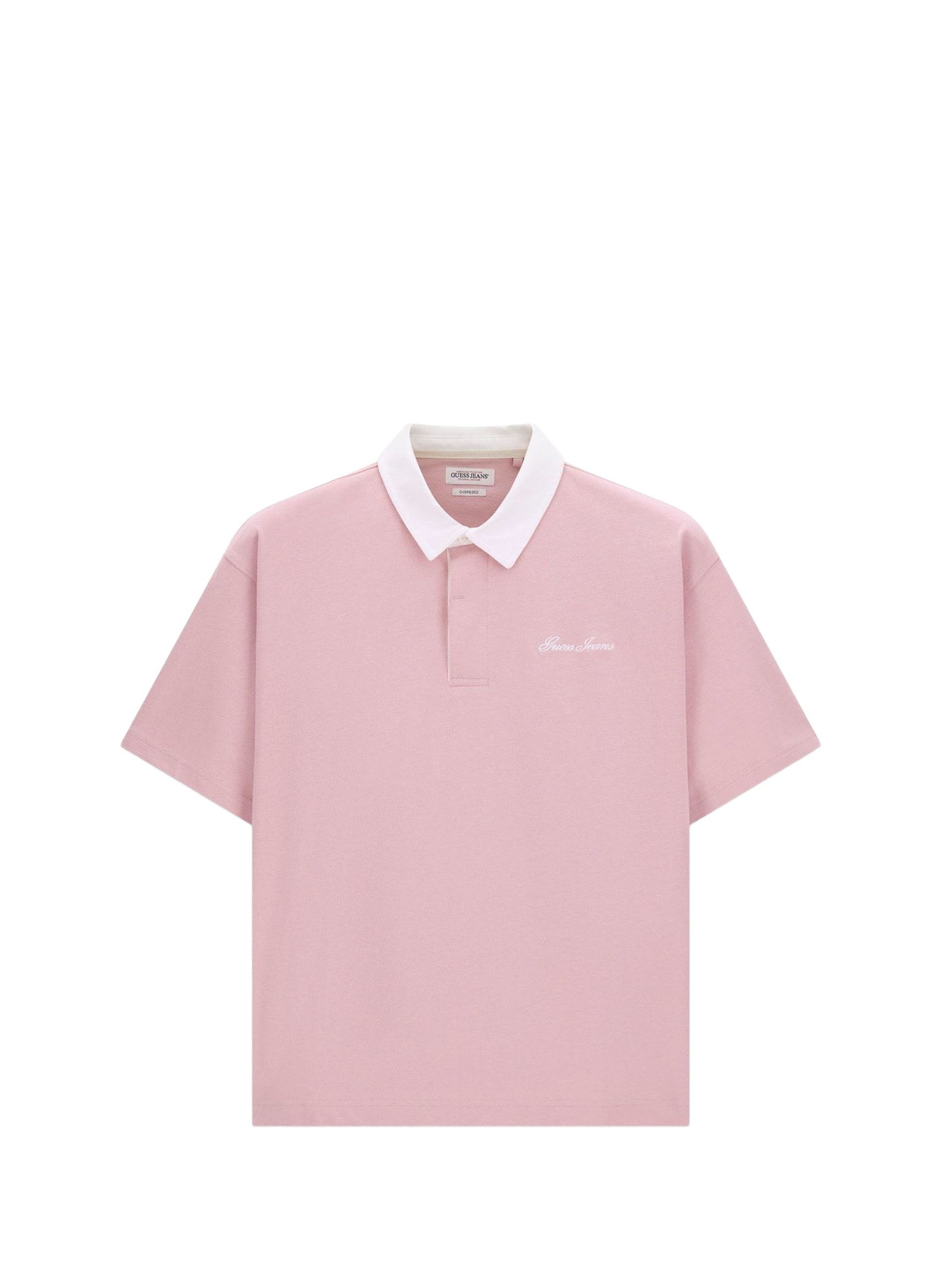 Short-sleeved cotton polo with logo embroidery GUESS Pink
