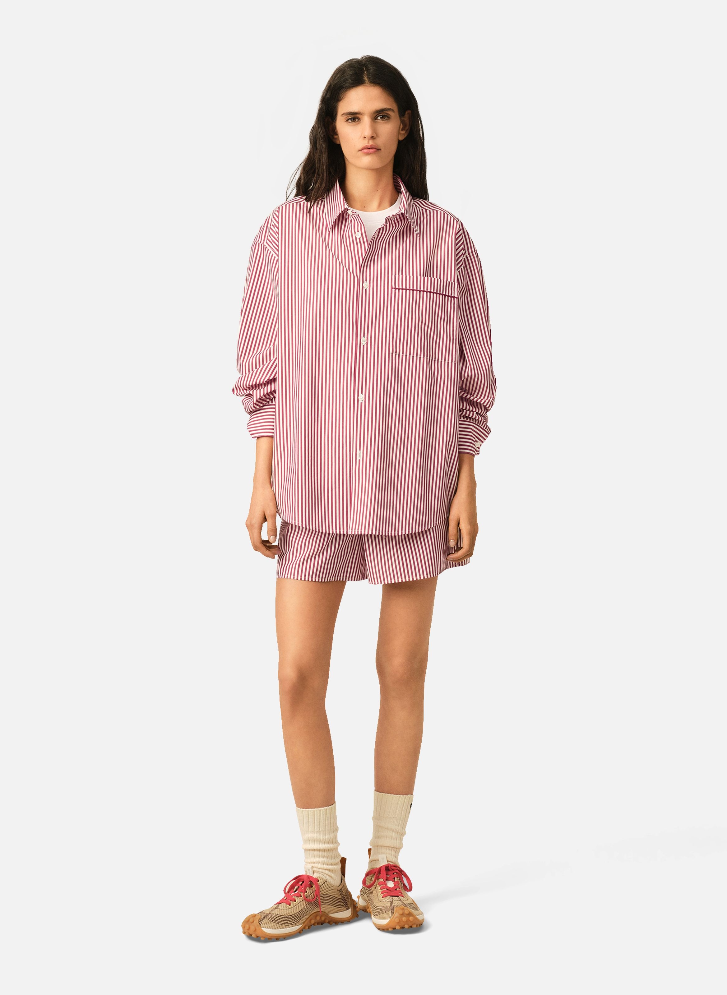 Chemise boxy manches longues unisexe en coton AMI PARIS Blanc