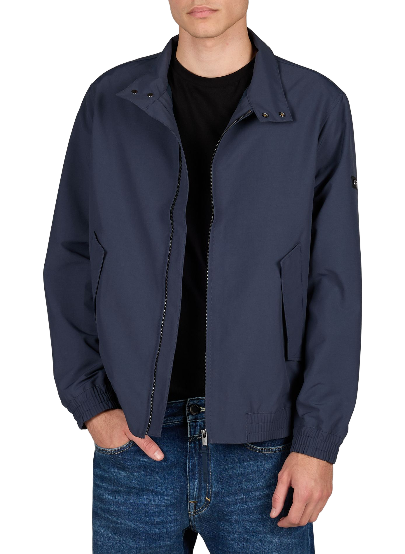 Short Harrington jacket in water-repellent twill AIGLE Blue
