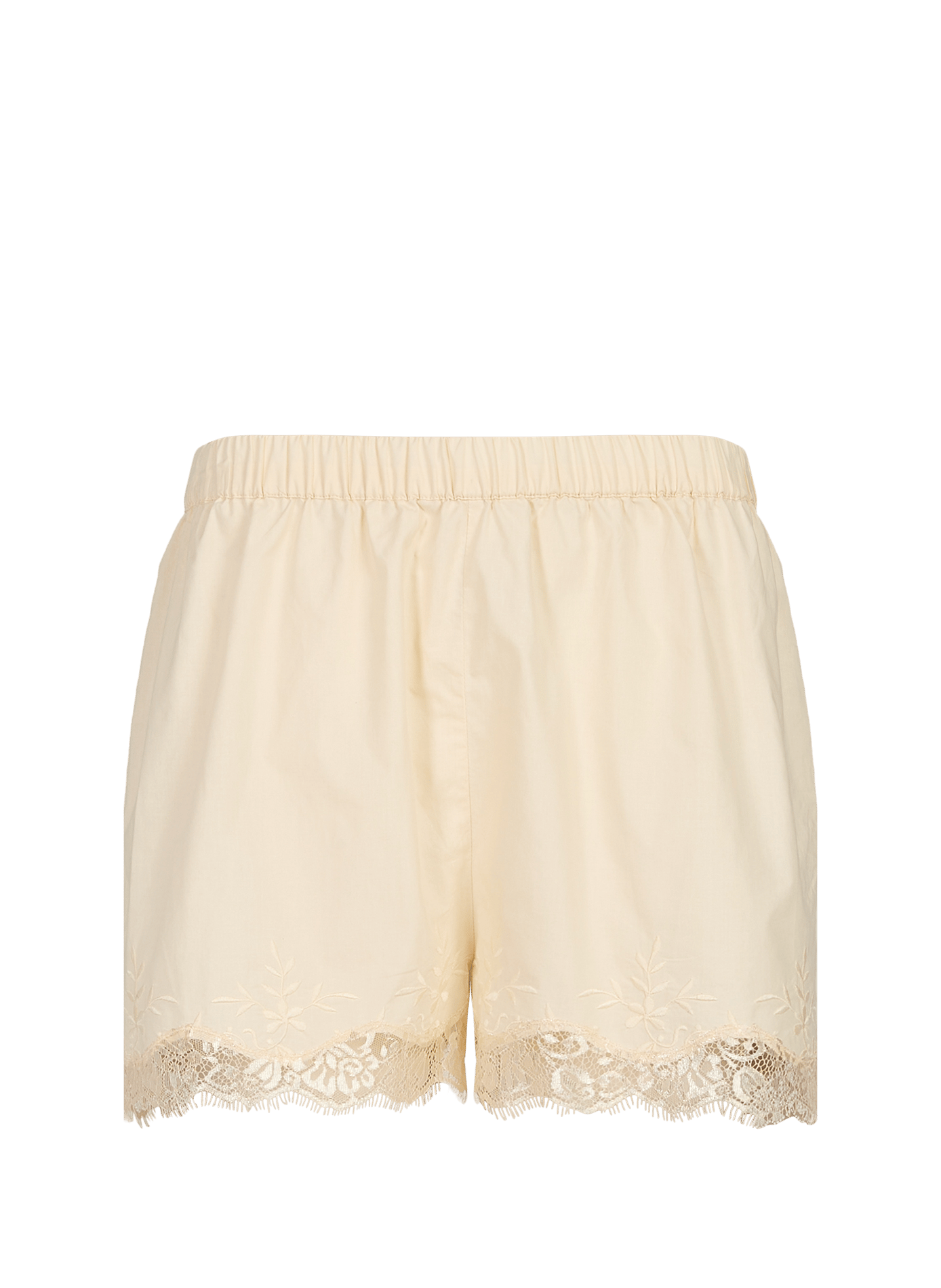 Short embroidered with lace edges in cotton TOPSHOP Beige