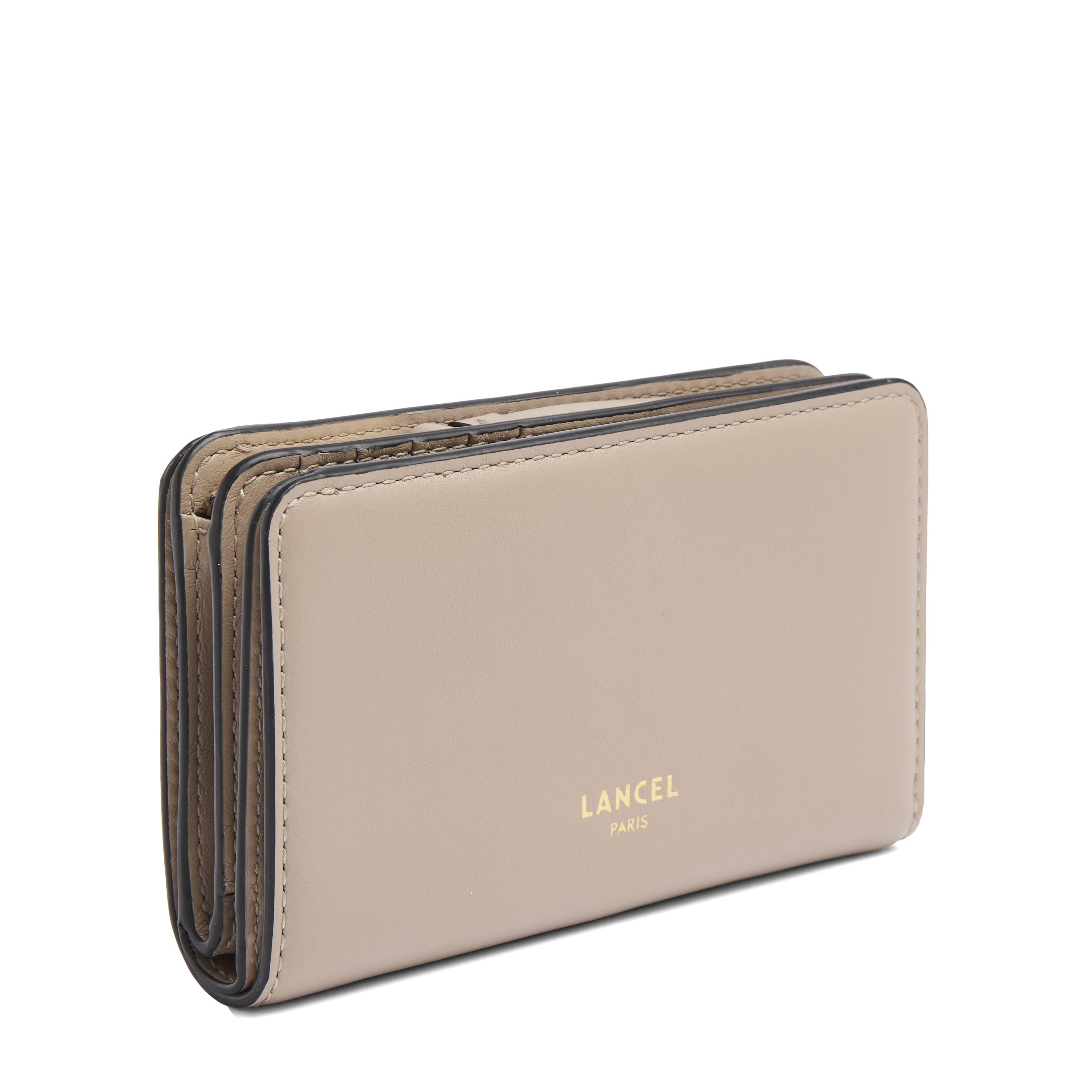 Portefeuille compact origami de lancel en cuir de vachette lisse LANCEL Gris