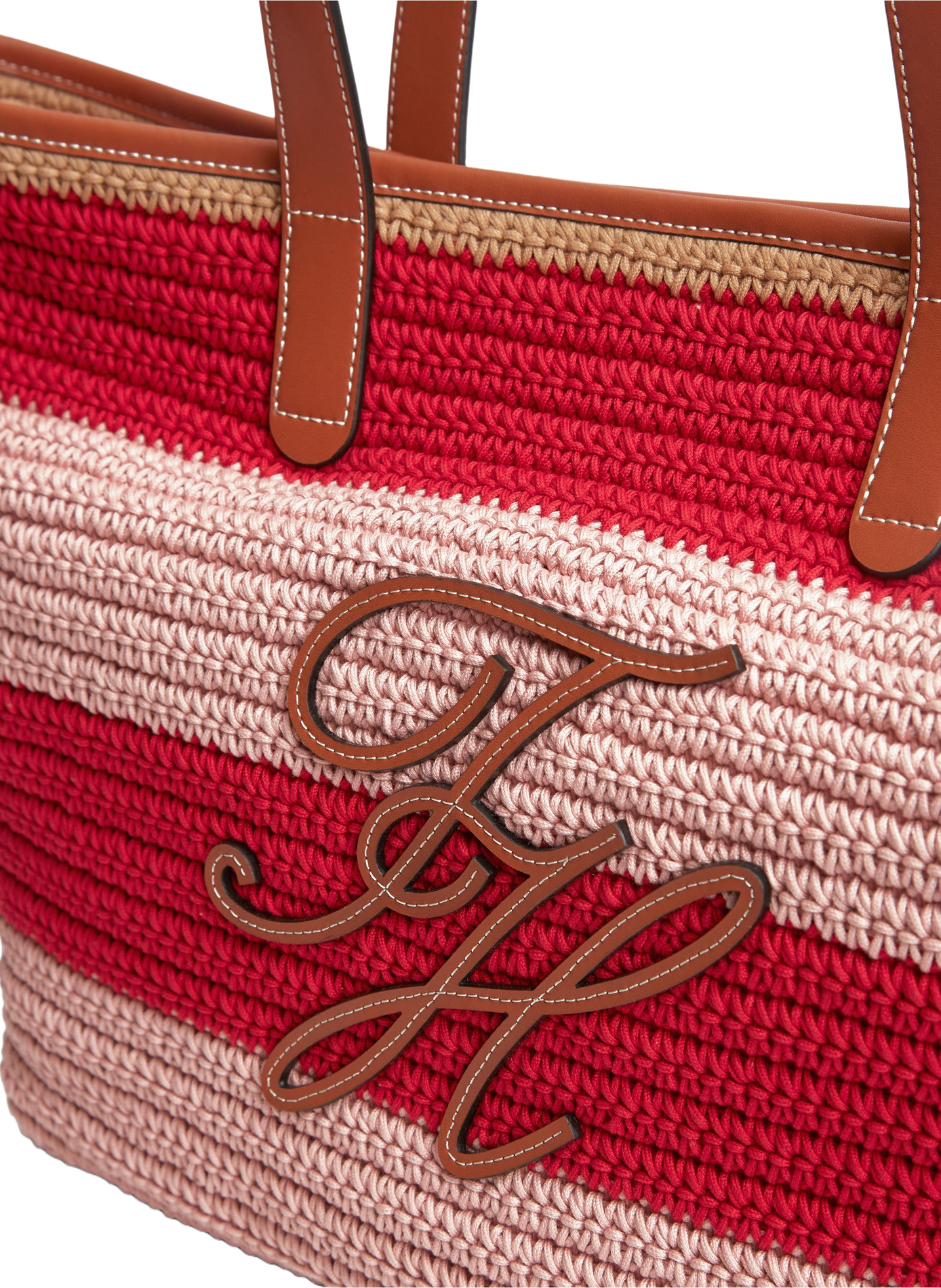 Striped tote bag with embroidered logo in cotton TOMMY HILFIGER Multicolour
