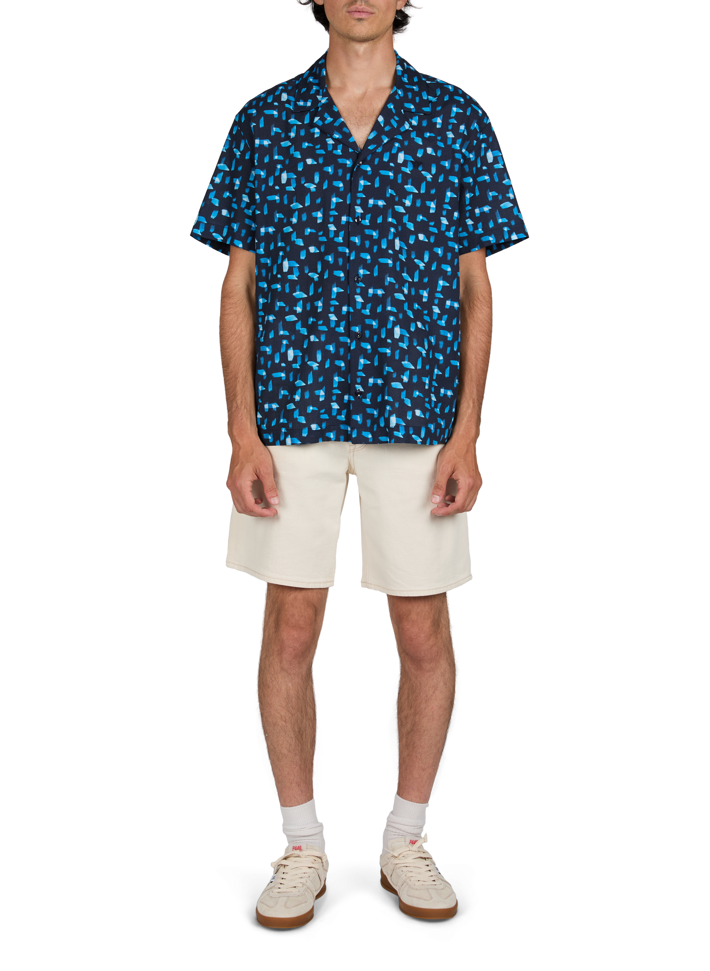 Textured cotton shirt with print ARMANI Blue