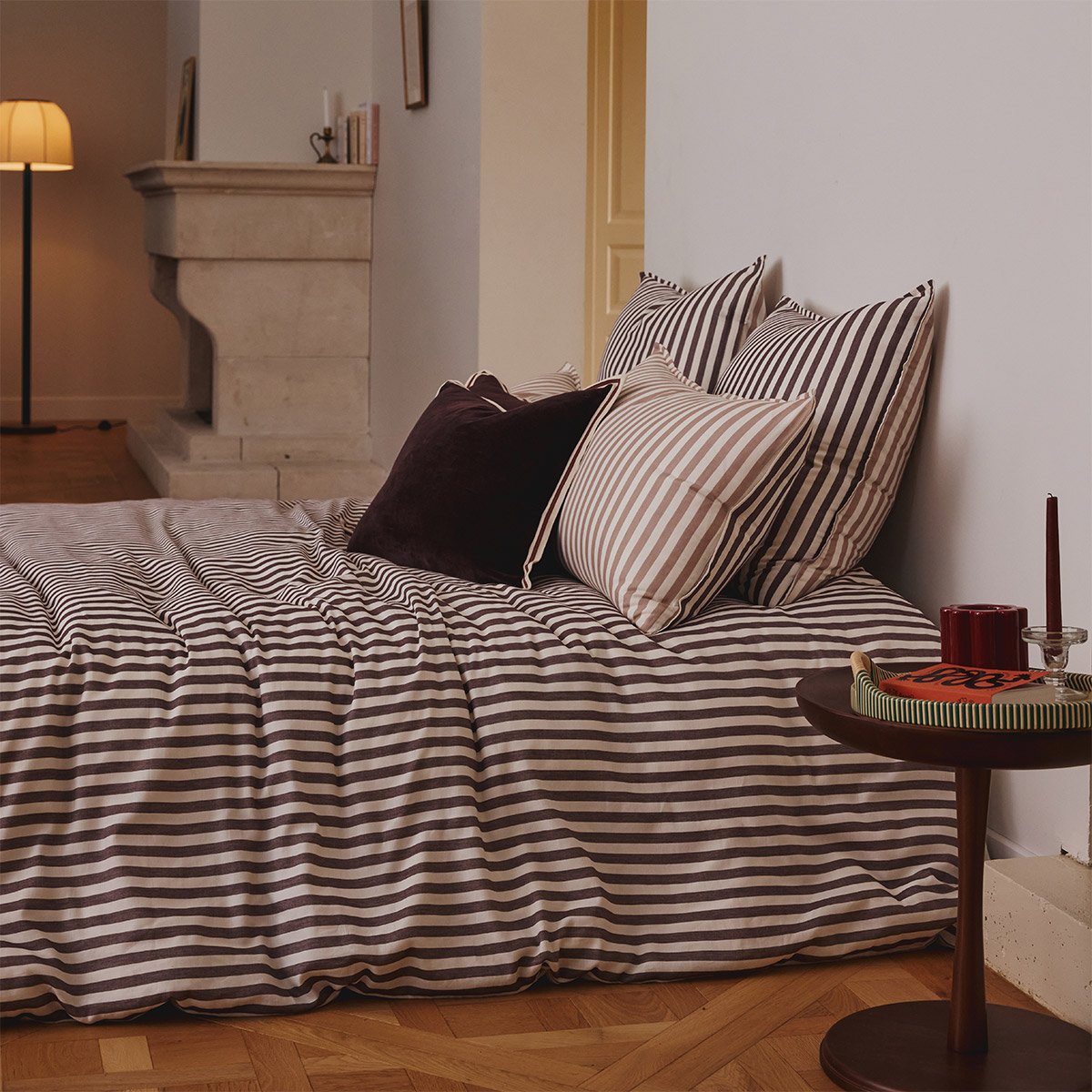 Drap housse en satin de coton, fifty-fifty DESFORGES Violet