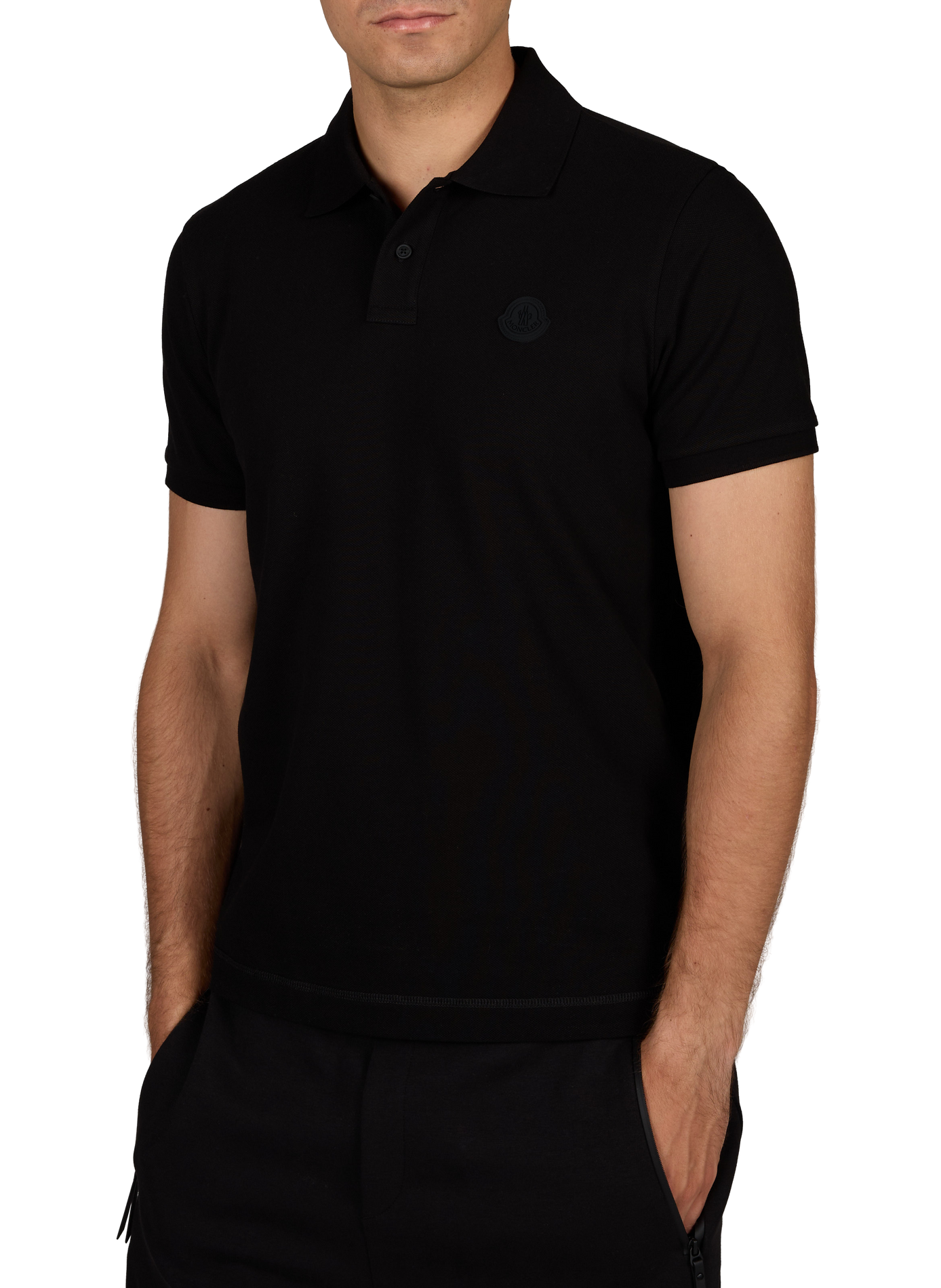 Polo met logo van piqué katoen MONCLER Zwart
