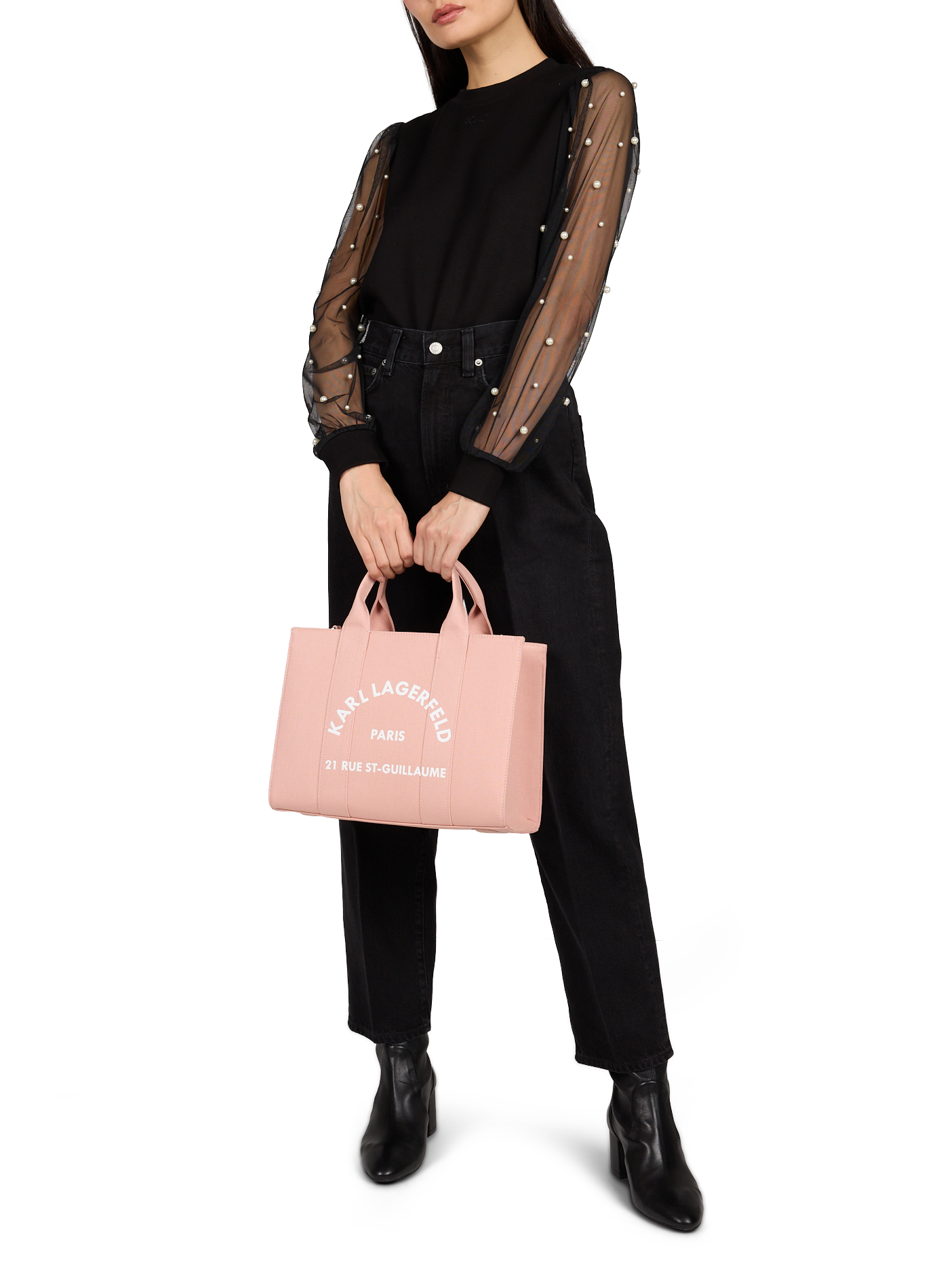 Cotton tote bag KARL LAGERFELD Pink
