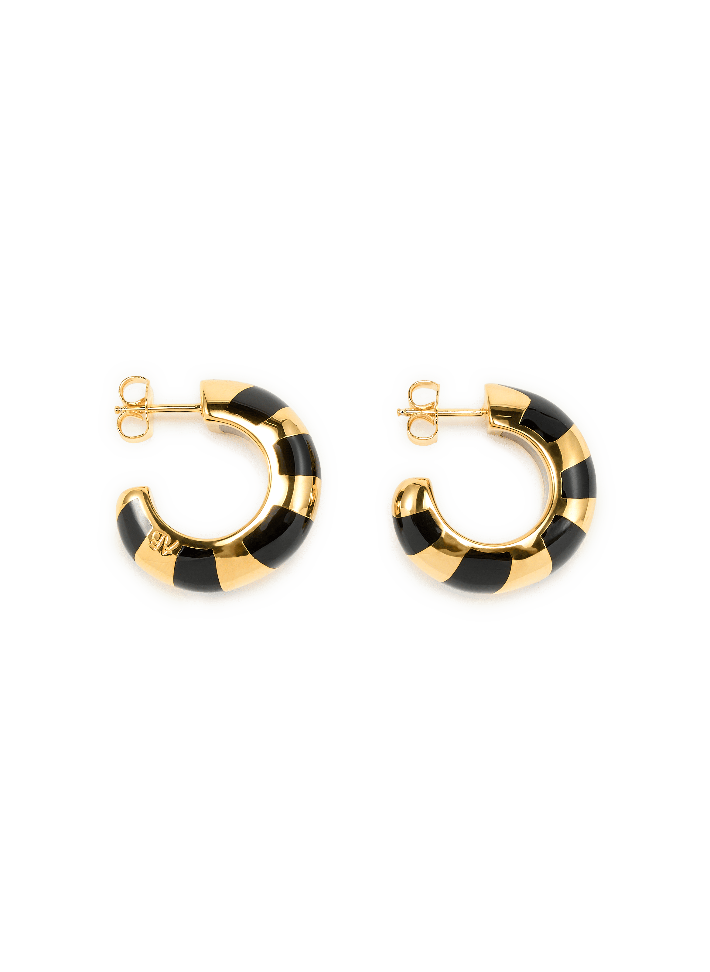 Striped Thanda hoop earrings AURELIE BIDERMANN Black