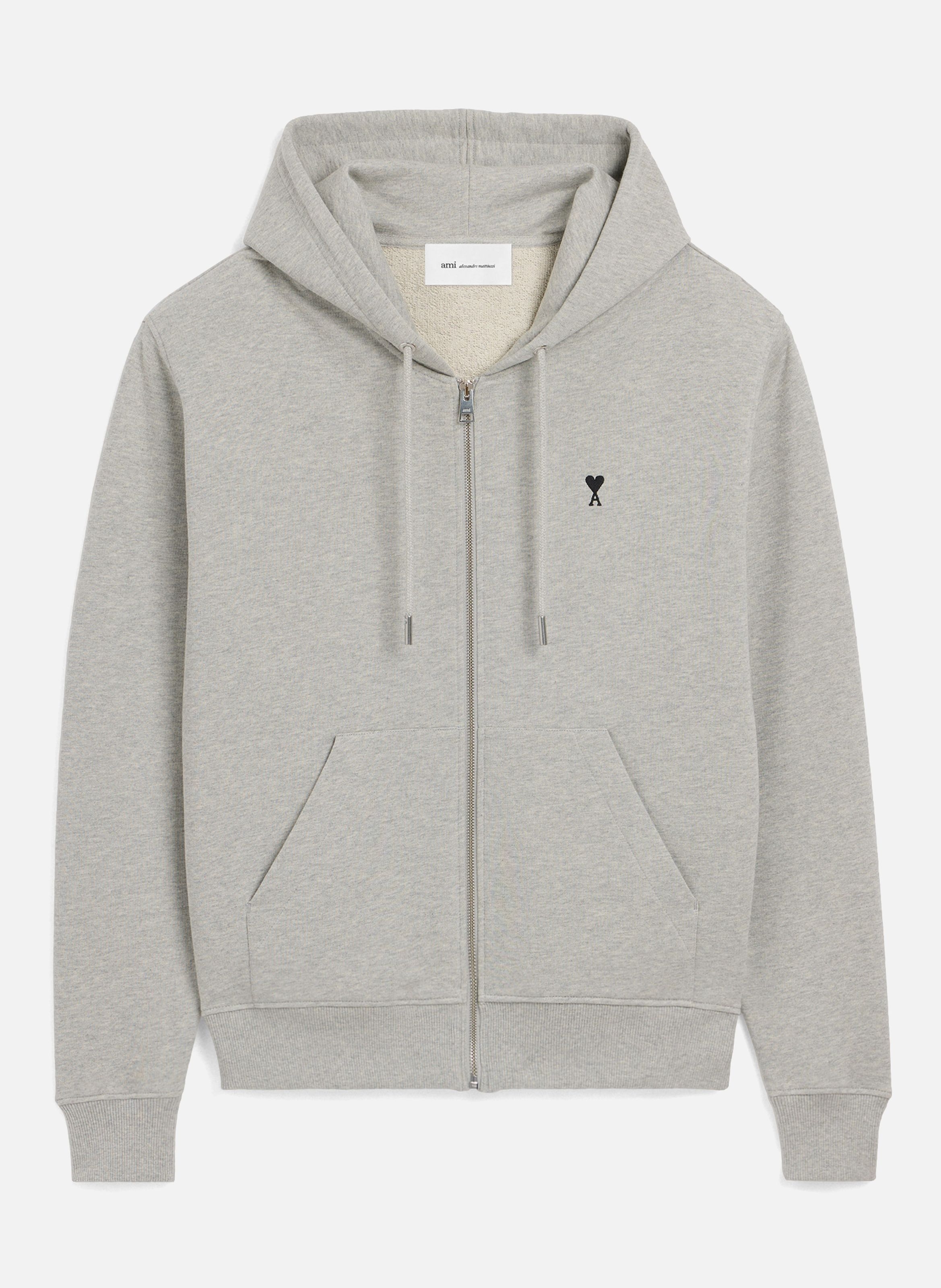 Hoodie zippé ami de coeur en coton  Gris cendre chine