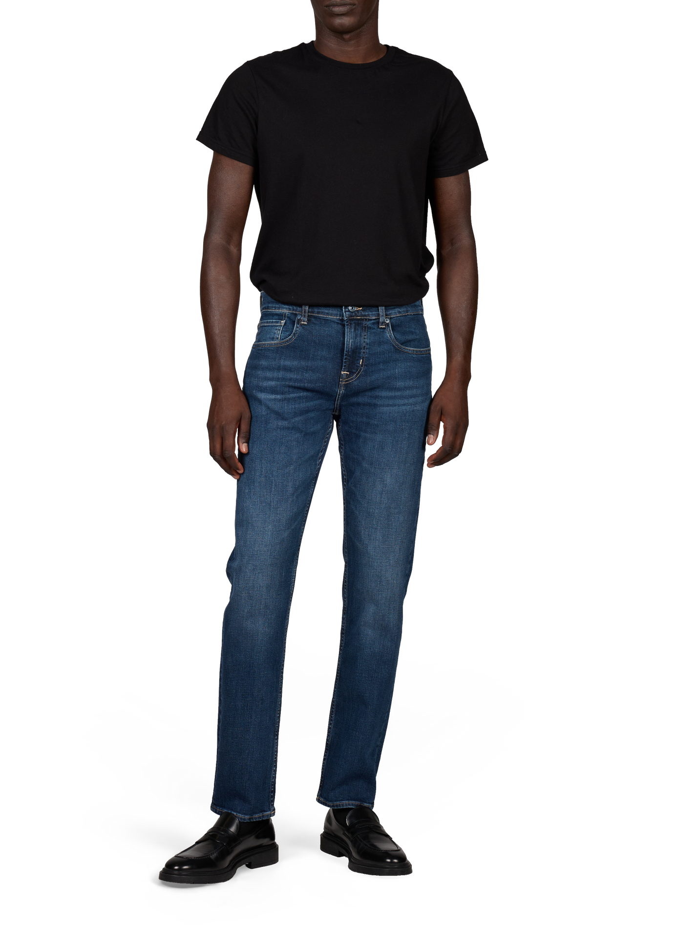 Jean slim délavé en coton mélangé 7 FOR ALL MANKIND Bleu