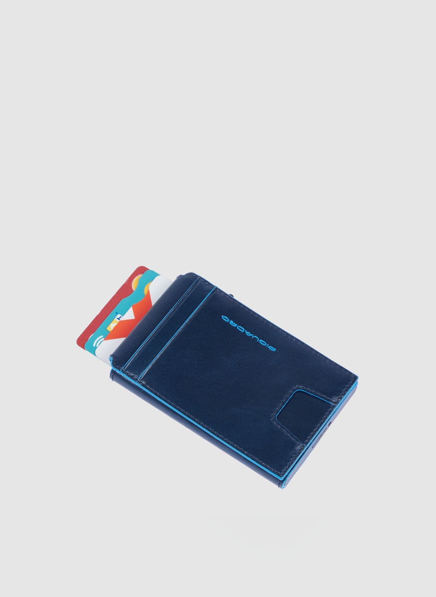 Porte-cartes automatique avec porte-dni rabattable PIQUADRO Bleu