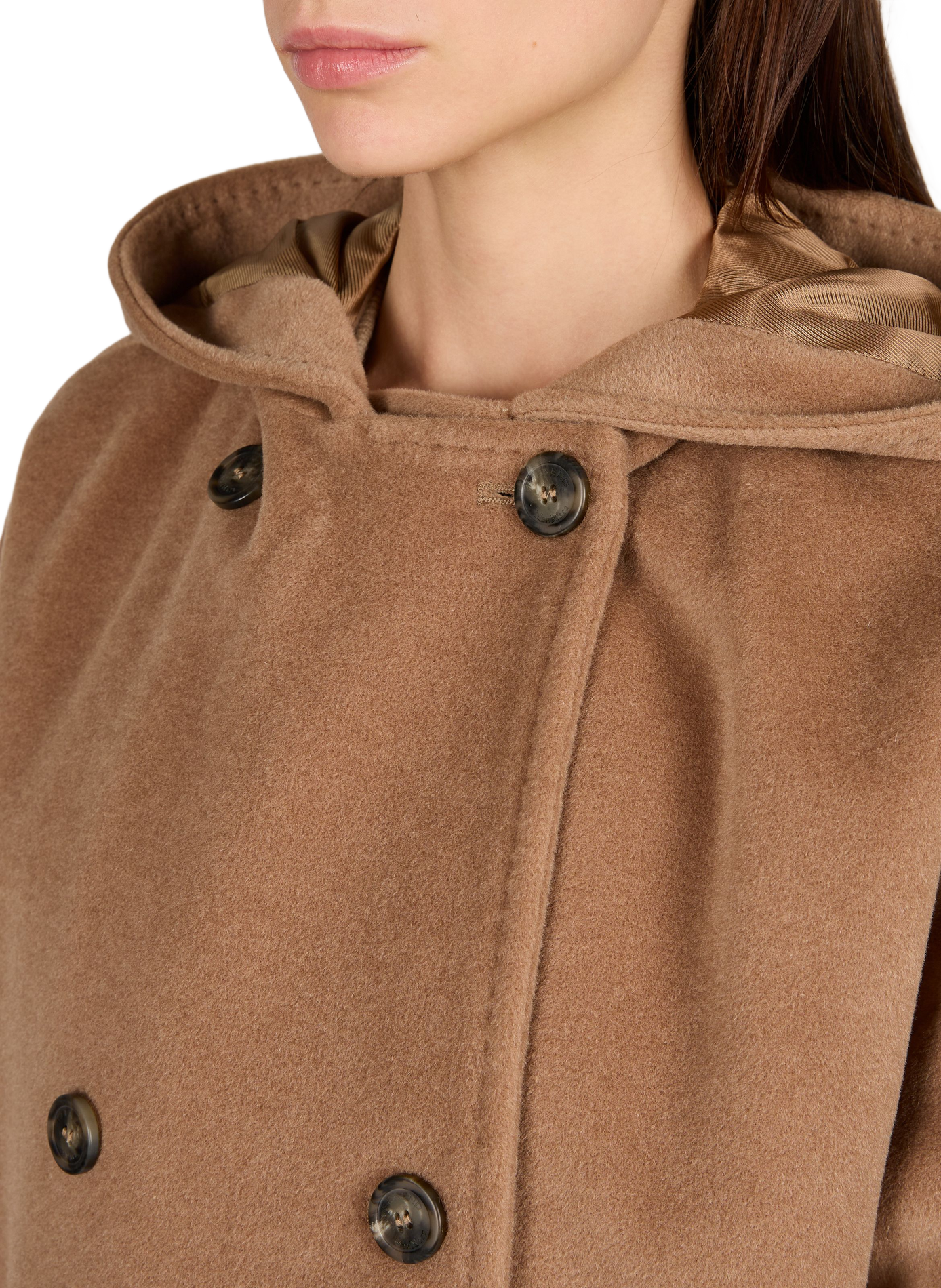Manteau mi-long boutonné en laine mélangée MAX MARA WEEK END Marron